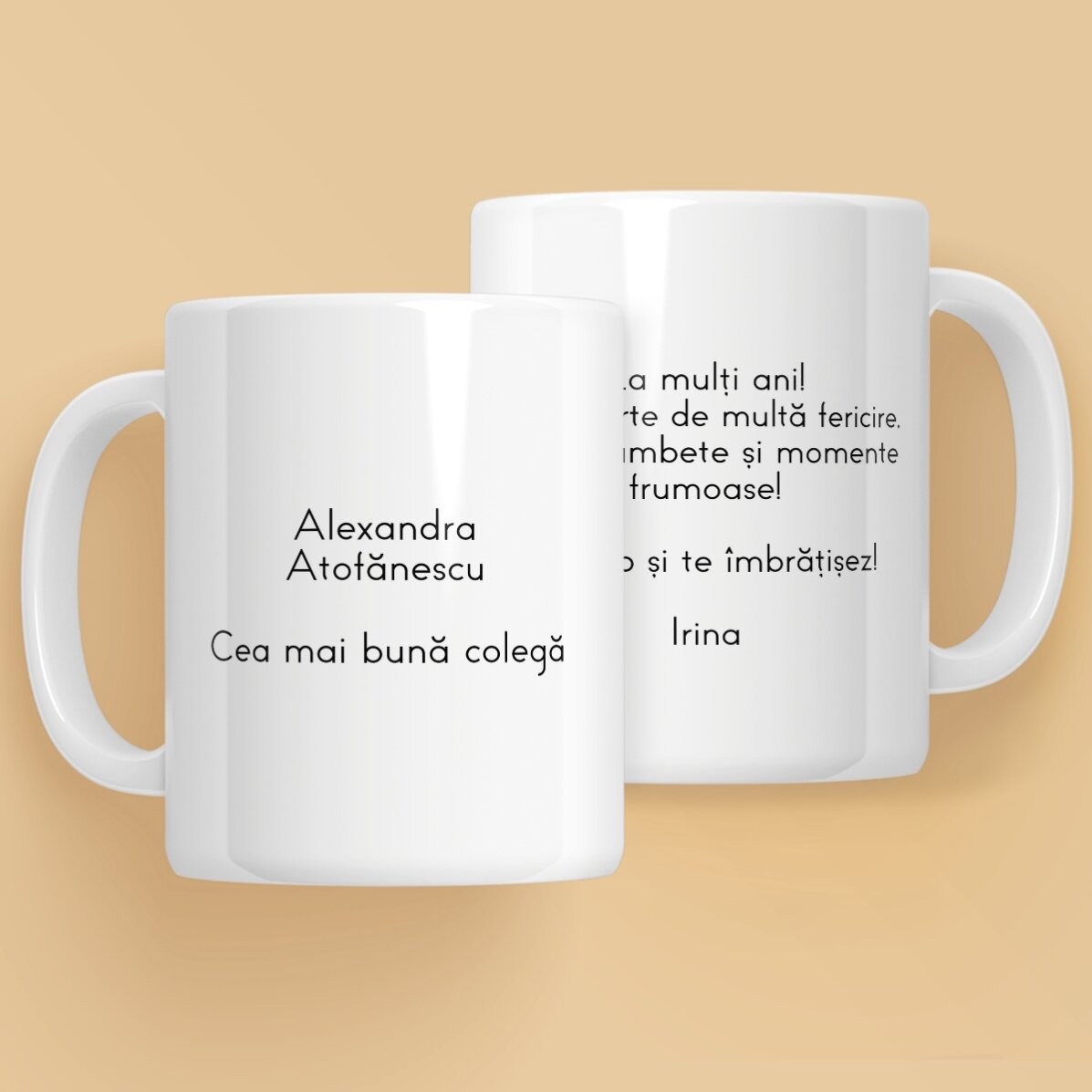 Tazza personalizzata con testo su entrambi i lati