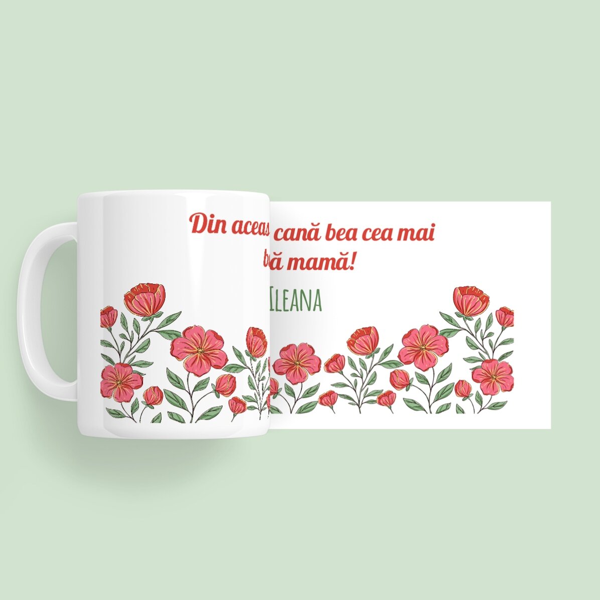 Tazza personalizzata con scritta - Motivo floreale
