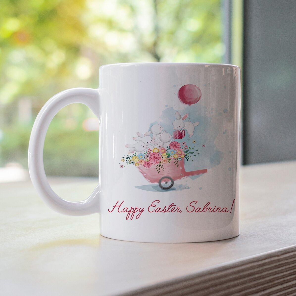 Tazza personalizzata con scritta - Coniglietti allegri