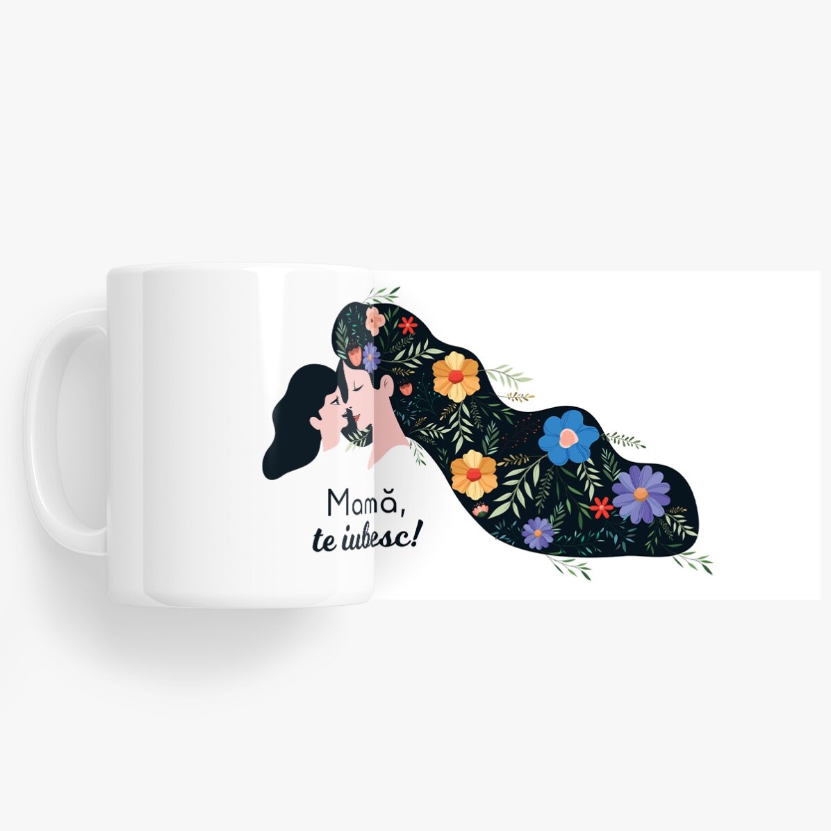 Tazza personalizzata con la scritta: "Mamma, ti voglio bene!"