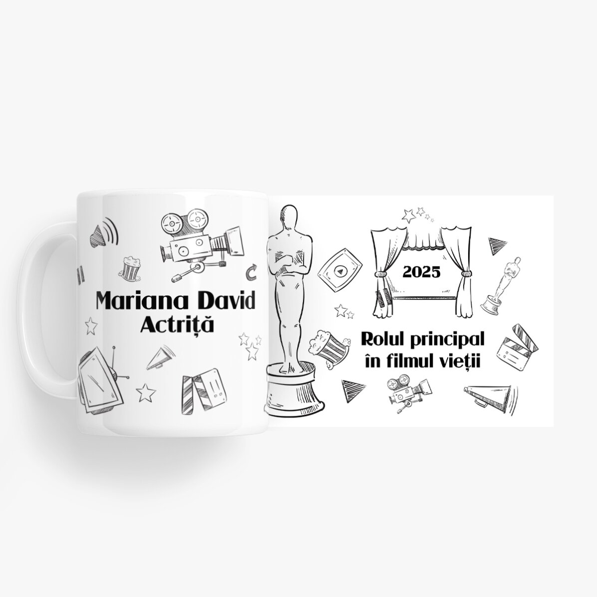 Tazza personalizzata con scritta per attori - Set "Hand drawn"