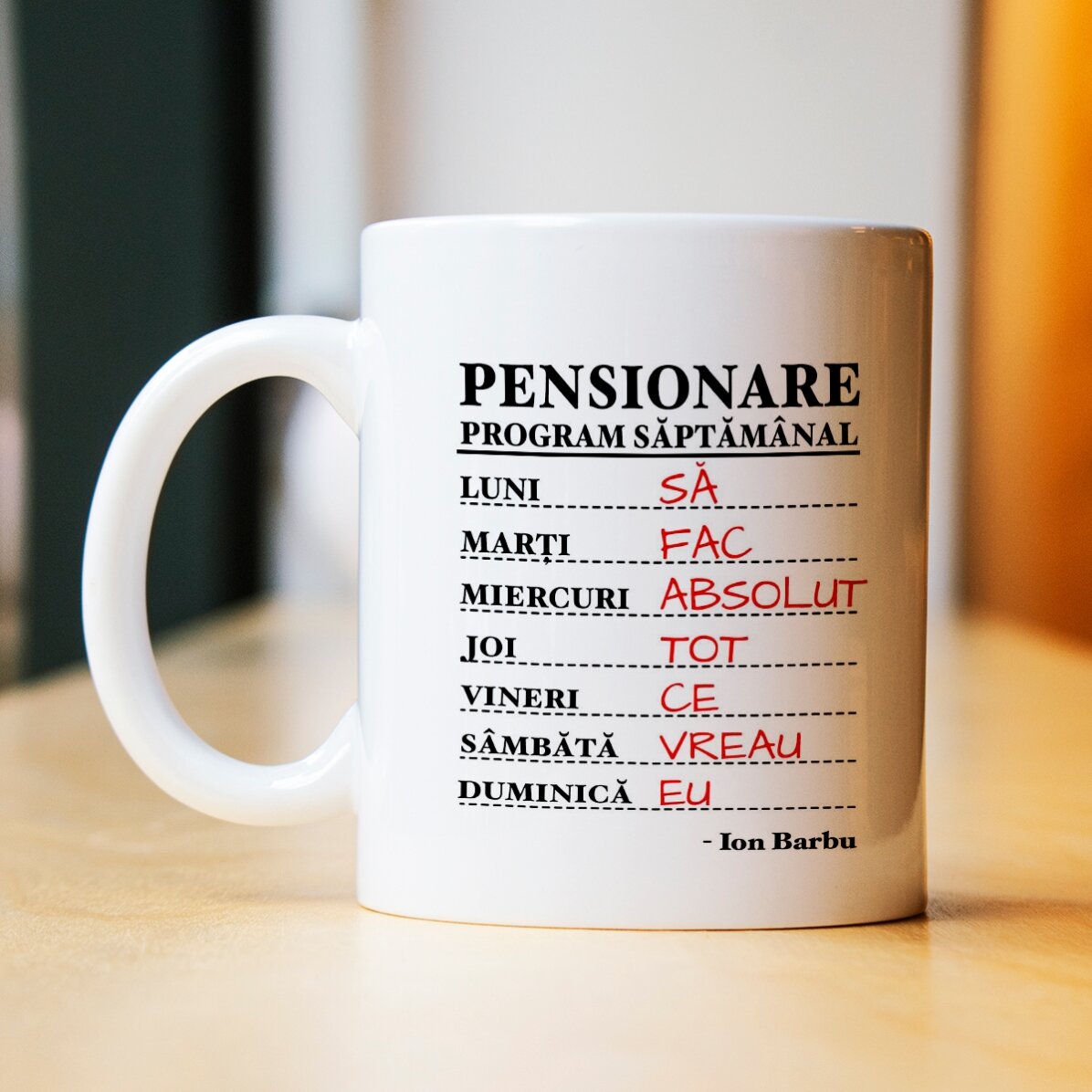 Tazza personalizzata con testo - Programma settimanale