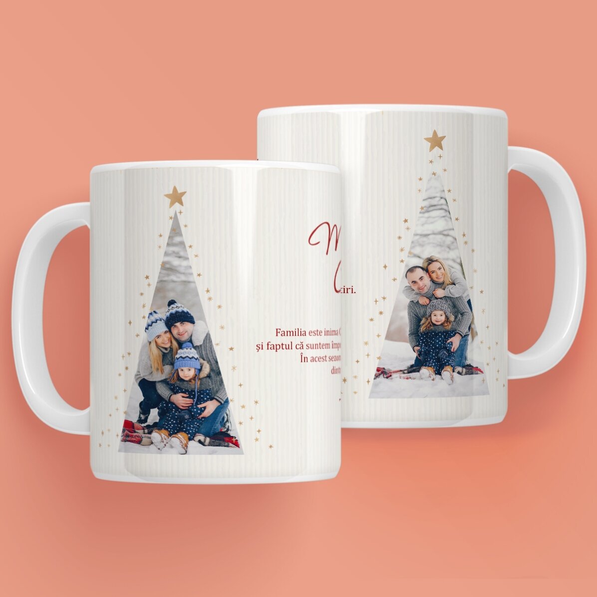 Tazza personalizzata con testo e 2 foto - Warm Christmas