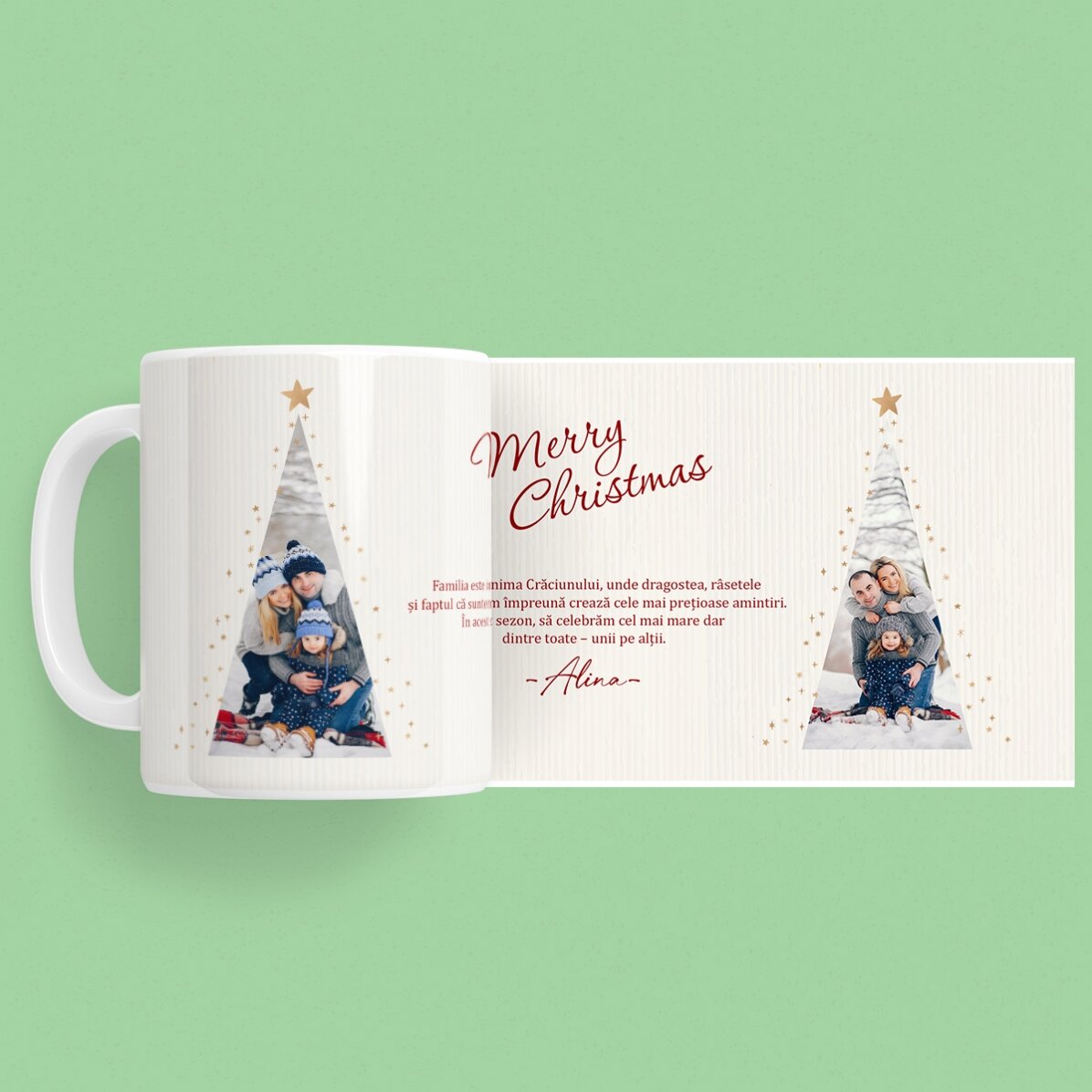 Tazza personalizzata con testo e 2 foto - Warm Christmas