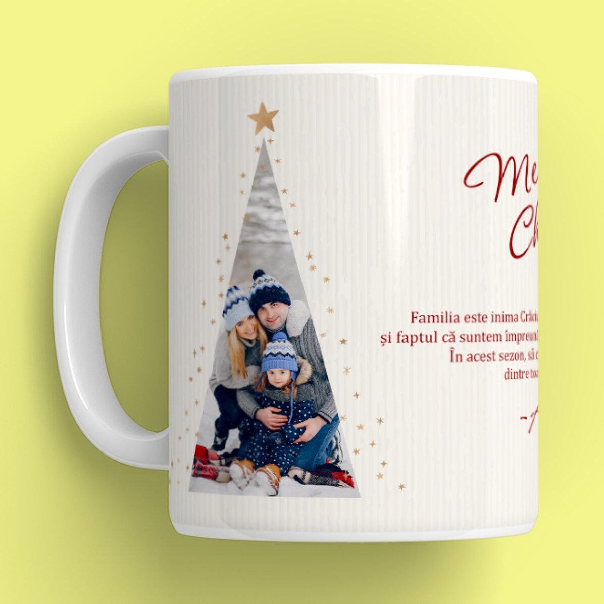 Tazza personalizzata con testo e 2 foto - Warm Christmas