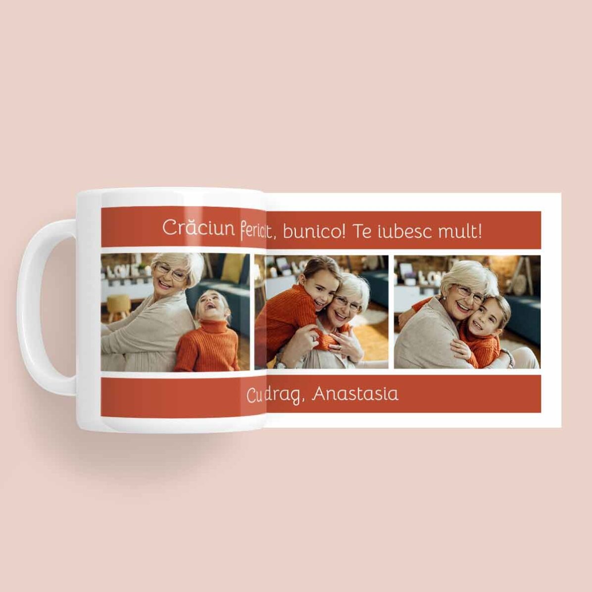 Tazza personalizzata con testo e 3 foto - Buon Natale!