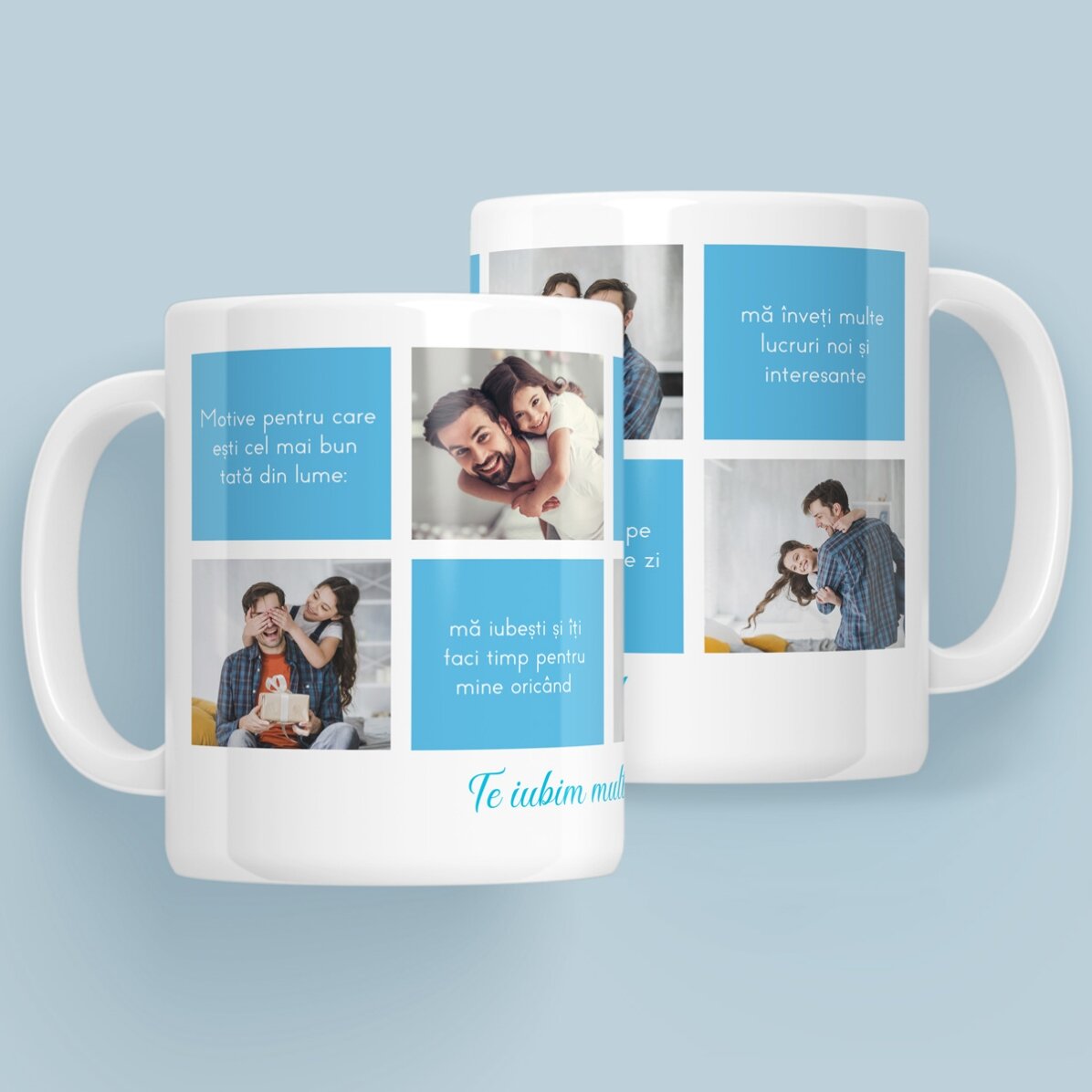 Tazza personalizzata con testo e 5 foto - Motivi per cui ti amo
