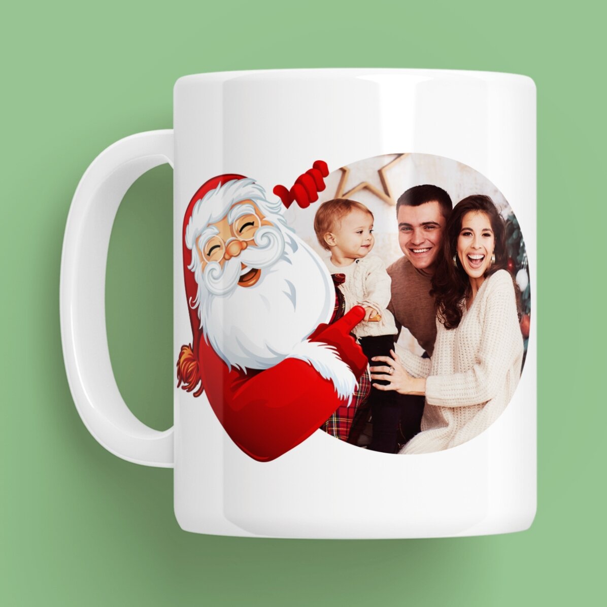 Tazza personalizzata con una scritta e una foto di Babbo Natale