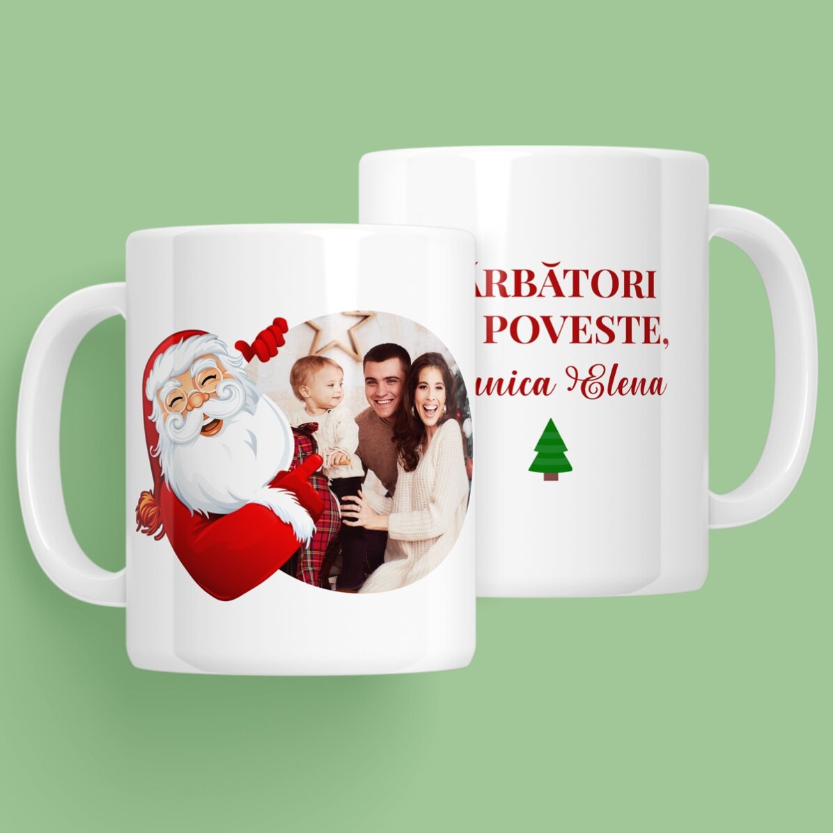 Tazza personalizzata con una scritta e una foto di Babbo Natale