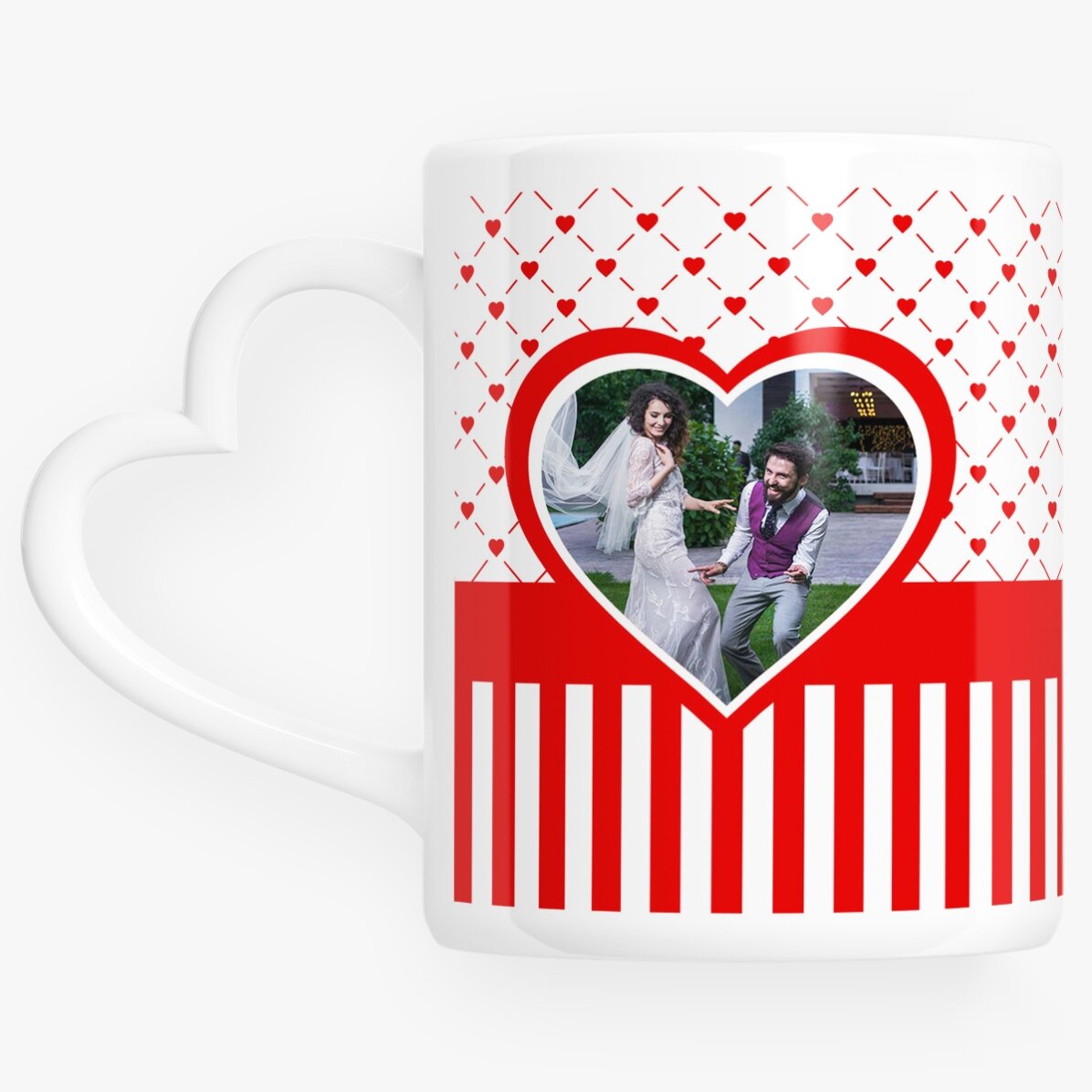 Tazza personalizzata #love con foto e testo - modello con manico a forma di cuore