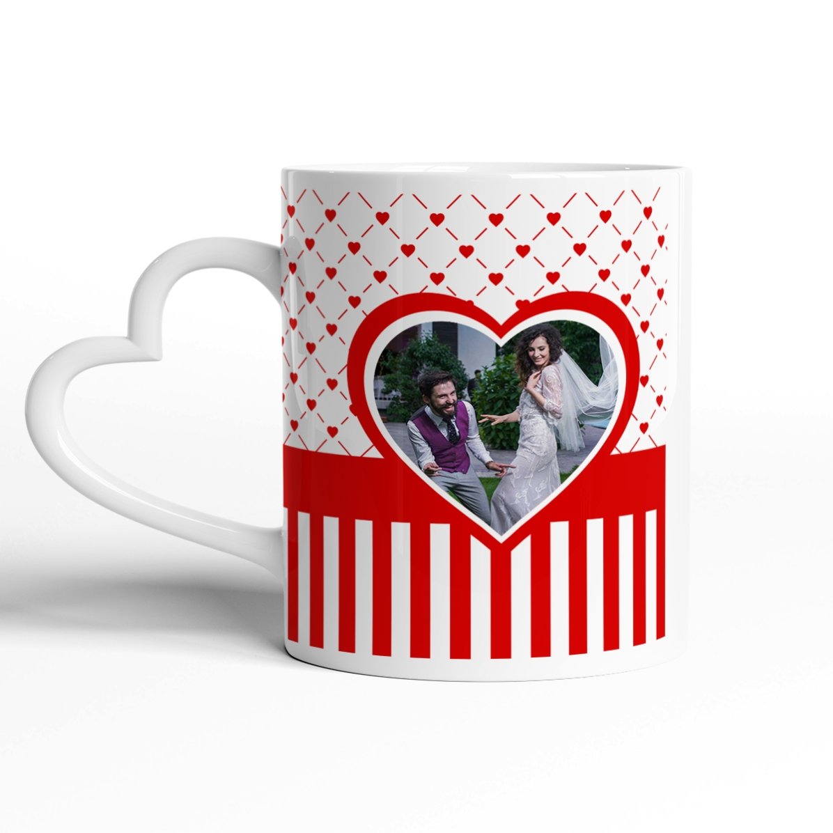 Tazza personalizzata #love con foto e testo - modello con manico a forma di cuore