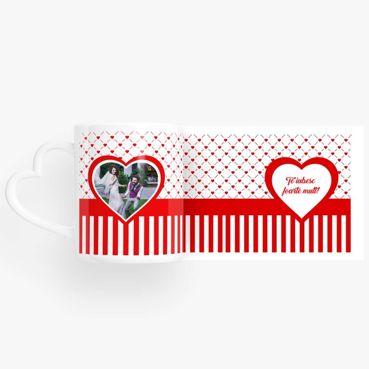 Tazza personalizzata #love con foto e testo - modello con manico a forma di cuore