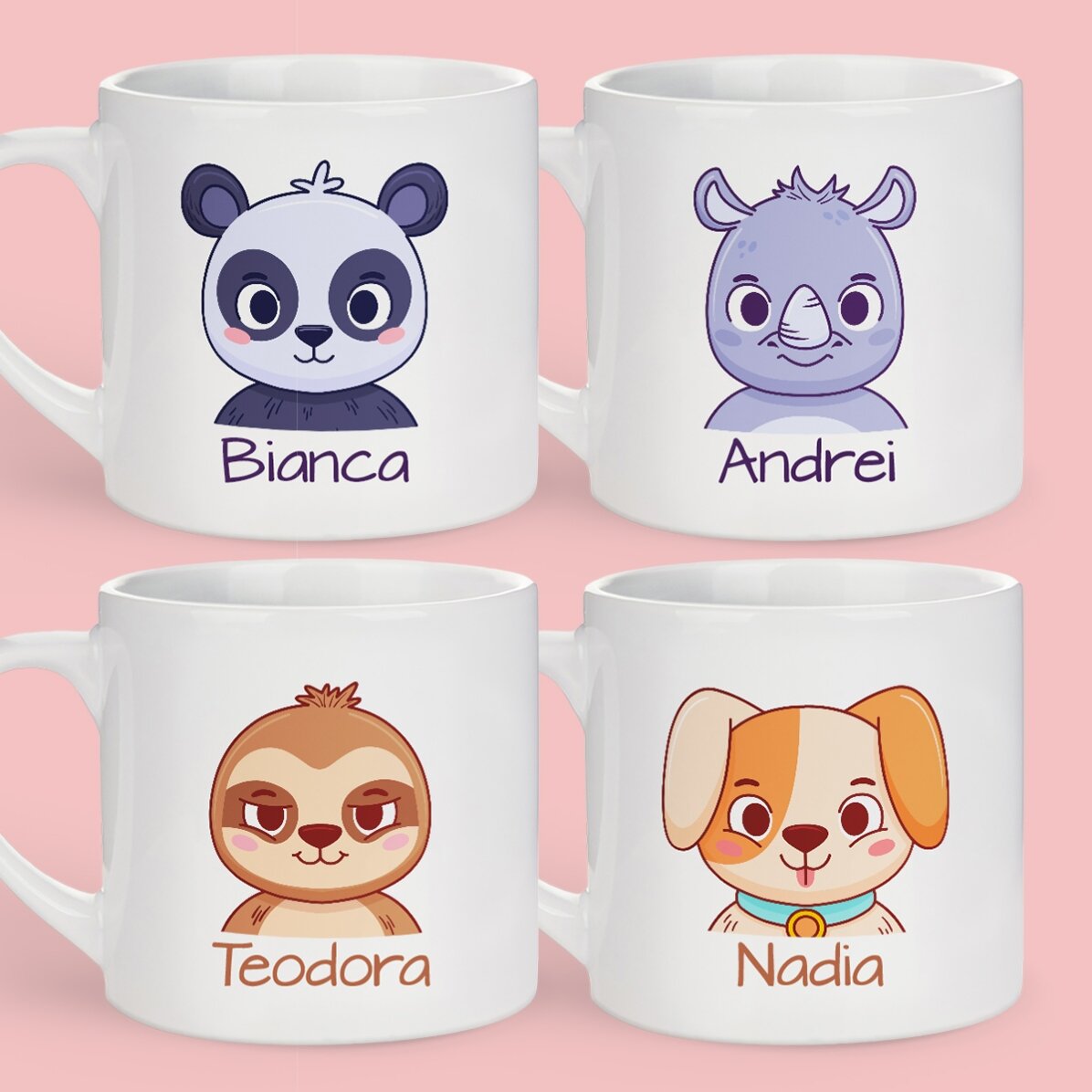 Tazza personalizzata per bambini con nome - Simpatico animaletto