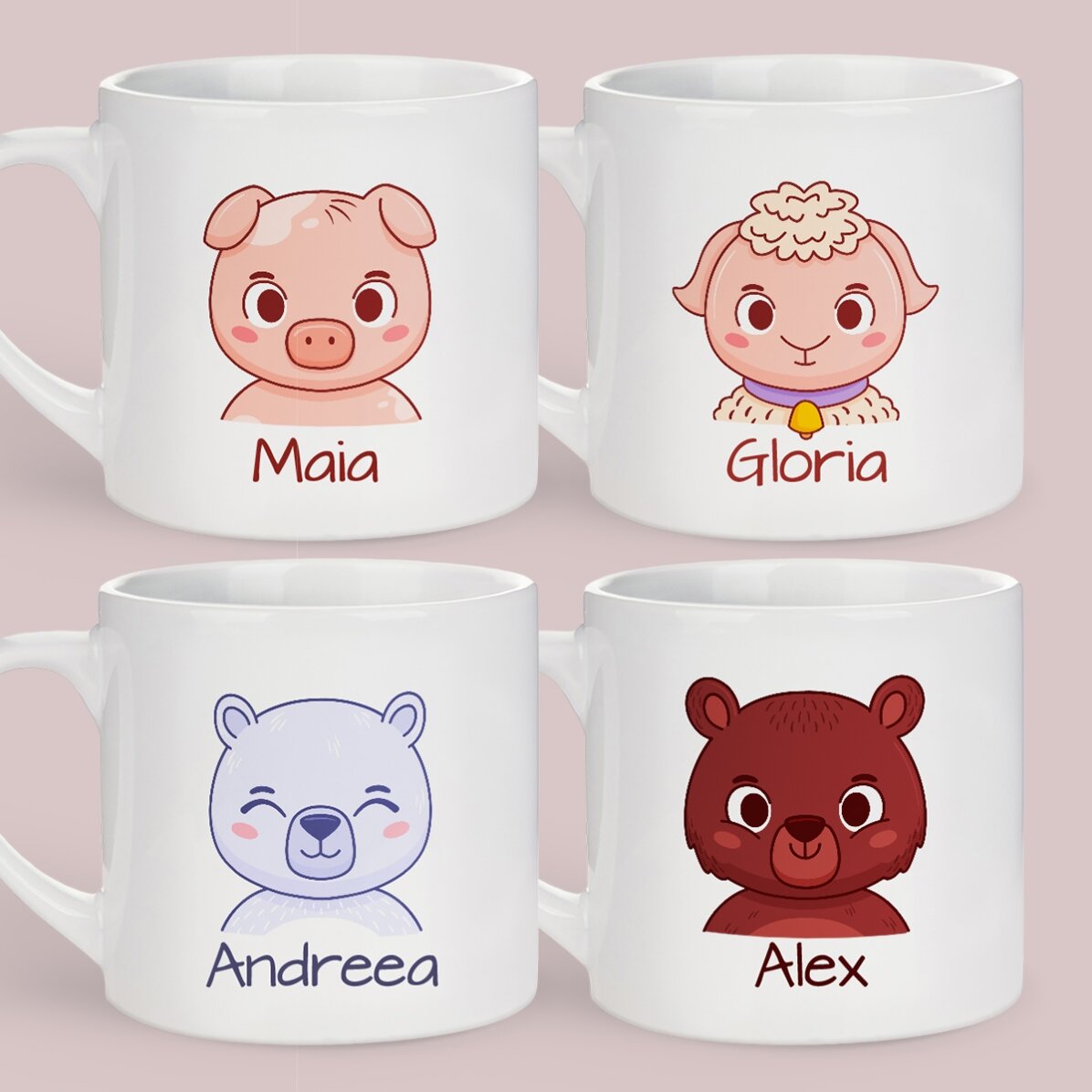 Tazza personalizzata per bambini con nome - Simpatico animaletto