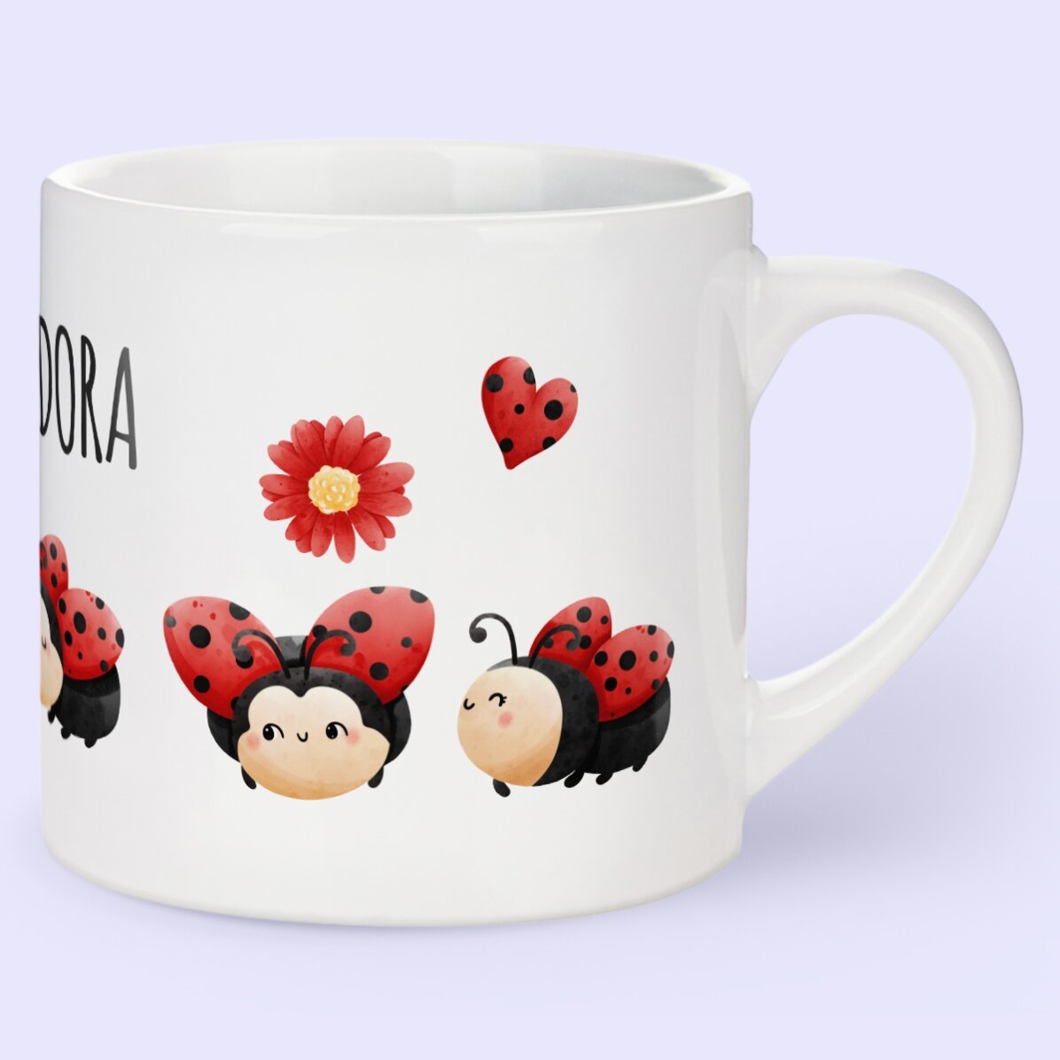 Personalised mug for children with name - Ladybird