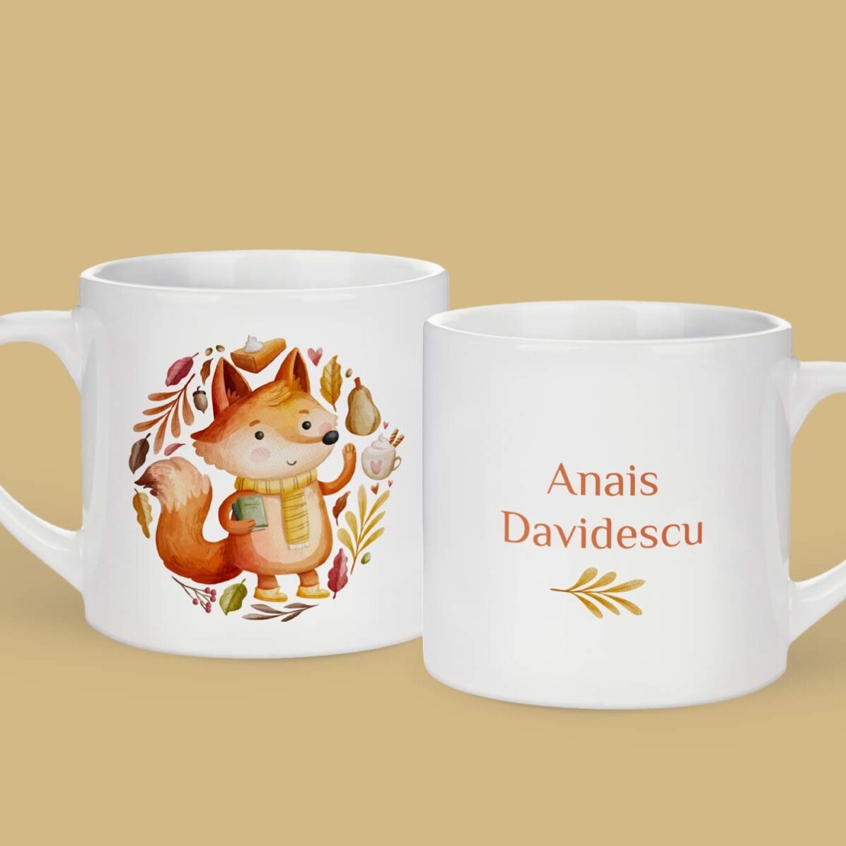 Tazza personalizzata per bambini con nome - Autunno