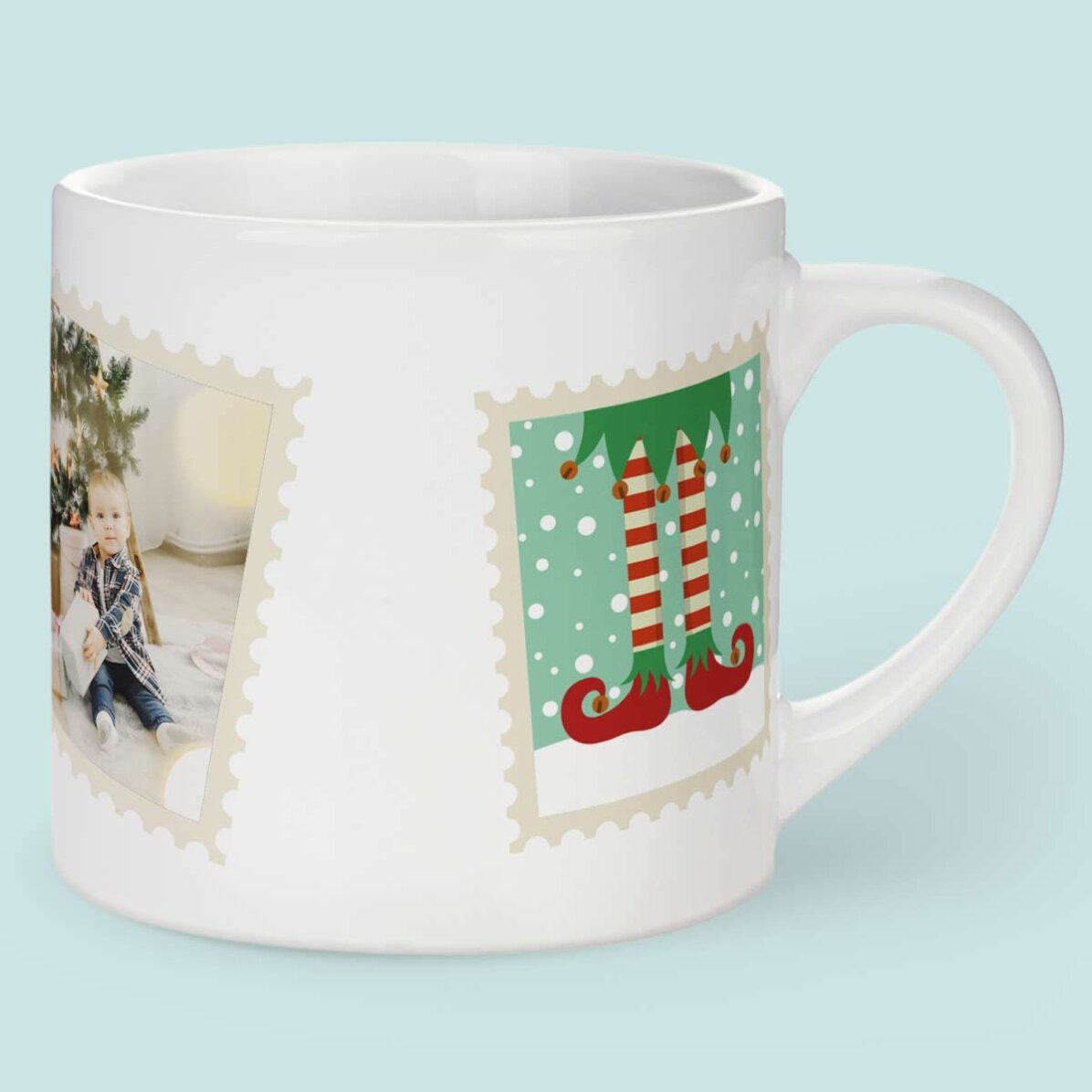 Tazza personalizzata per bambini con una foto - Timbro natalizio