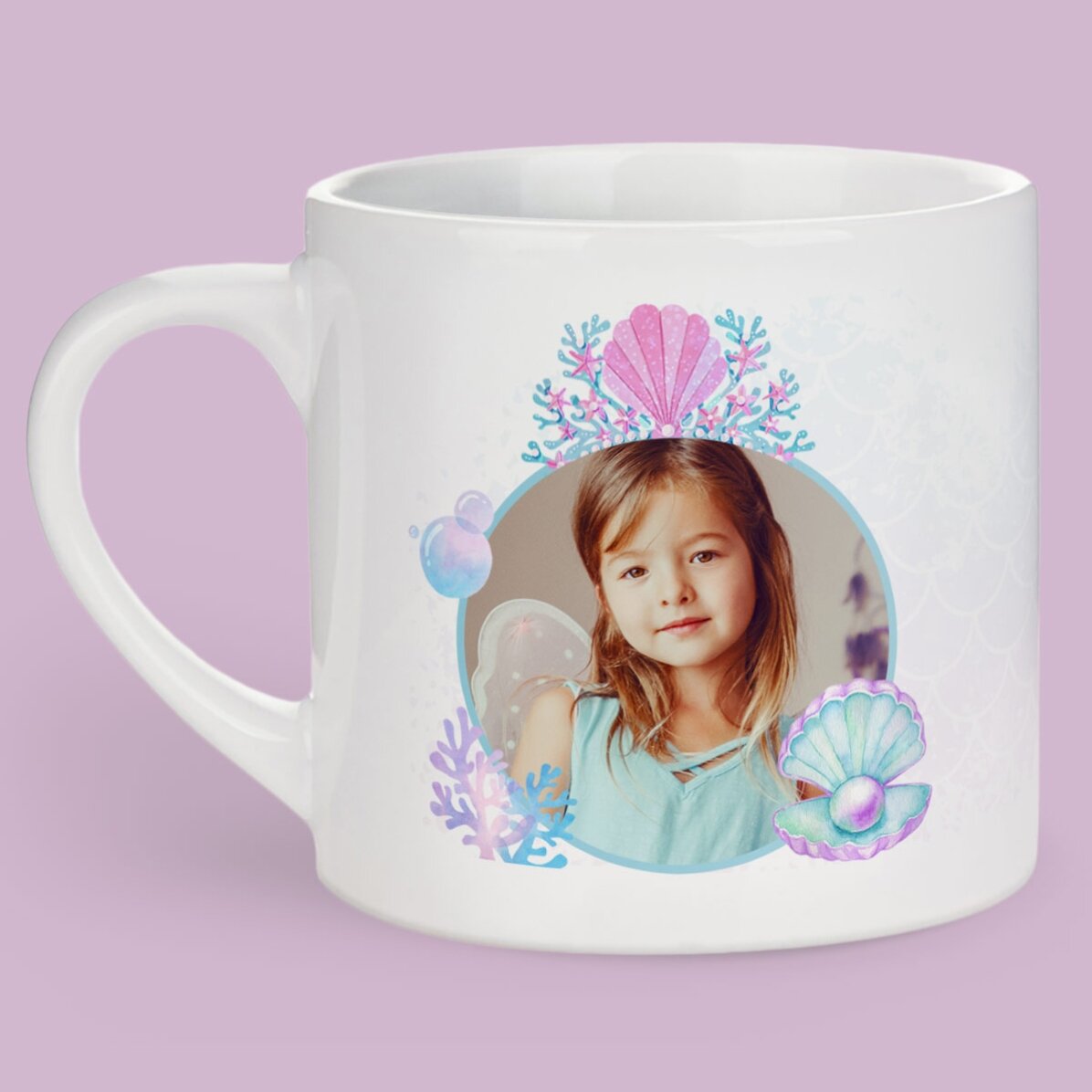 Tazza personalizzata per bambini con foto e messaggio - Sirena