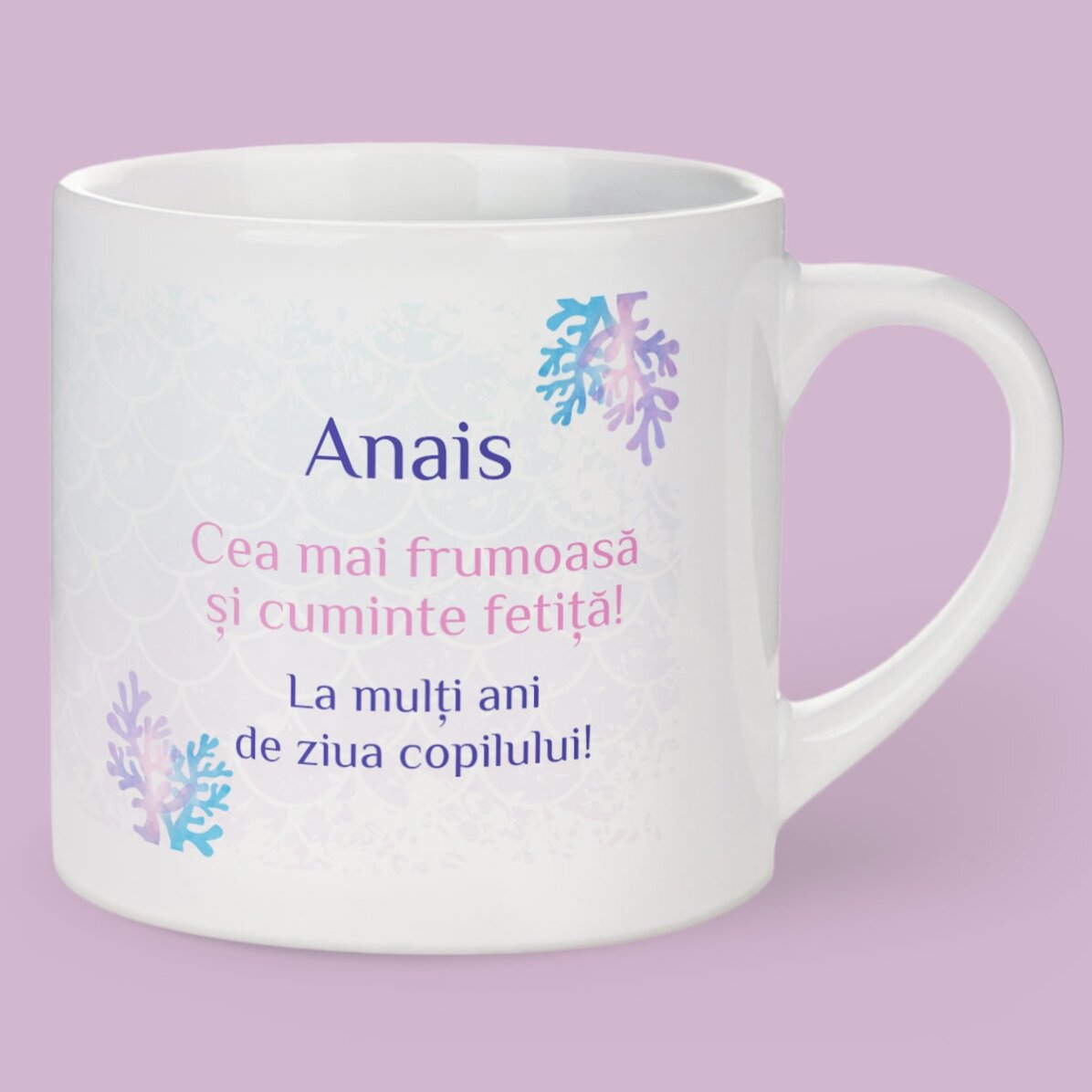Tazza personalizzata per bambini con foto e messaggio - Sirena
