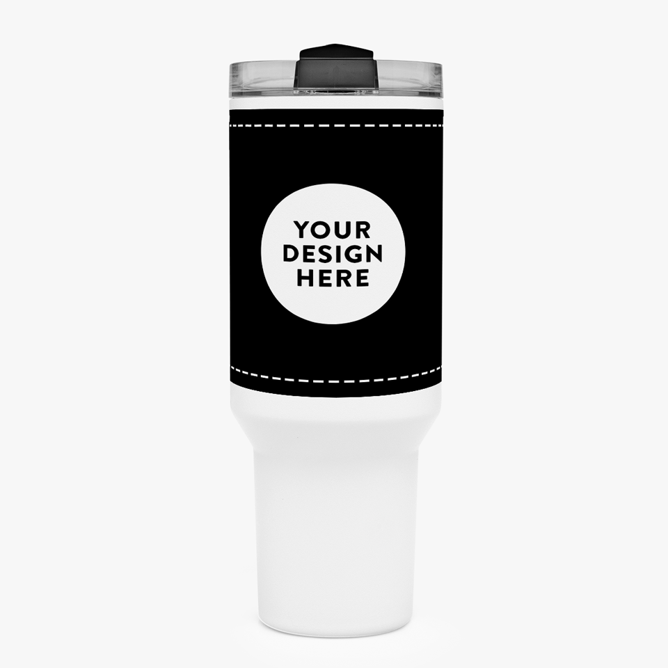 Tazza termica con manico e cannuccia personalizzata con la tua grafica