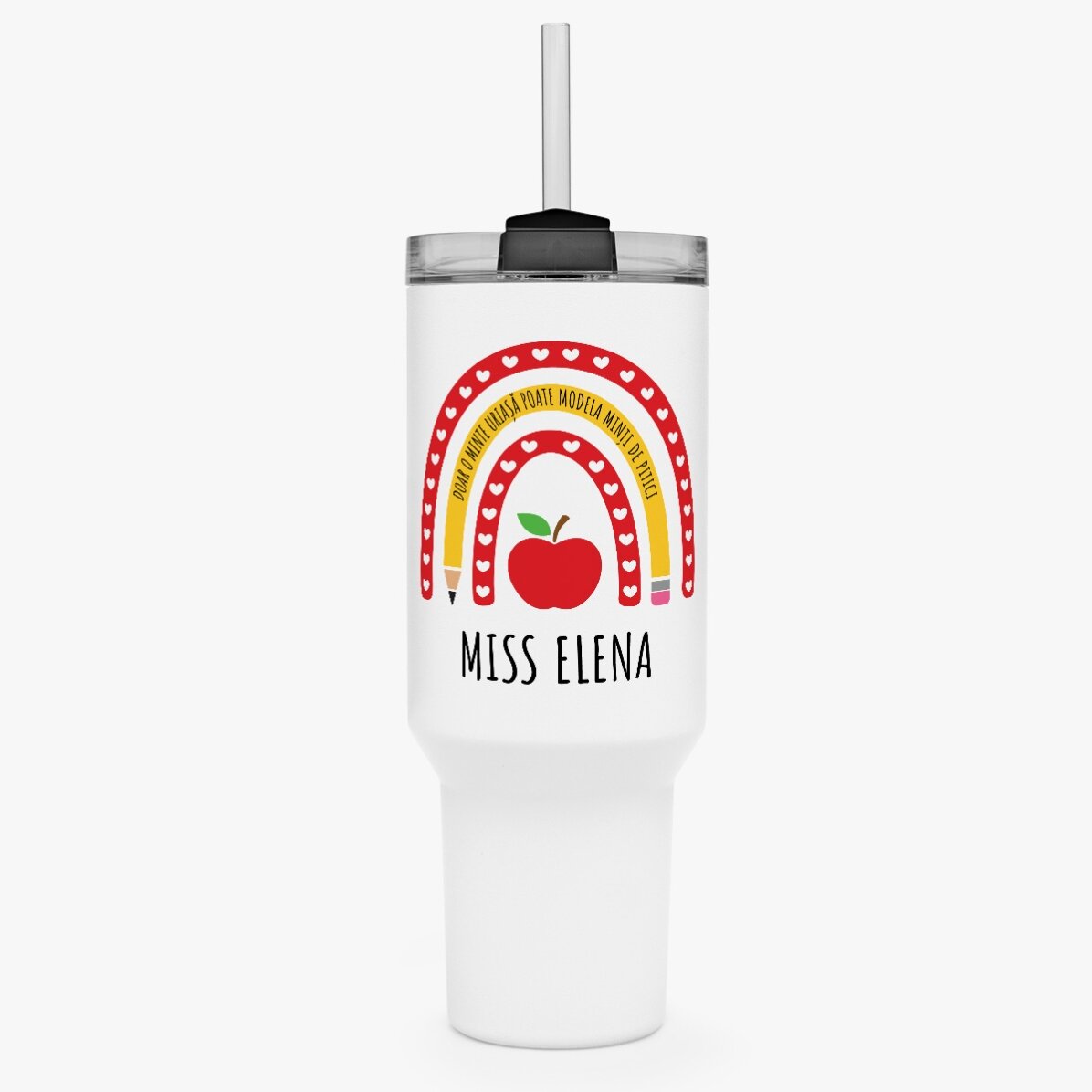 Tazza termica con manico e cannuccia personalizzata con nome - Teacher