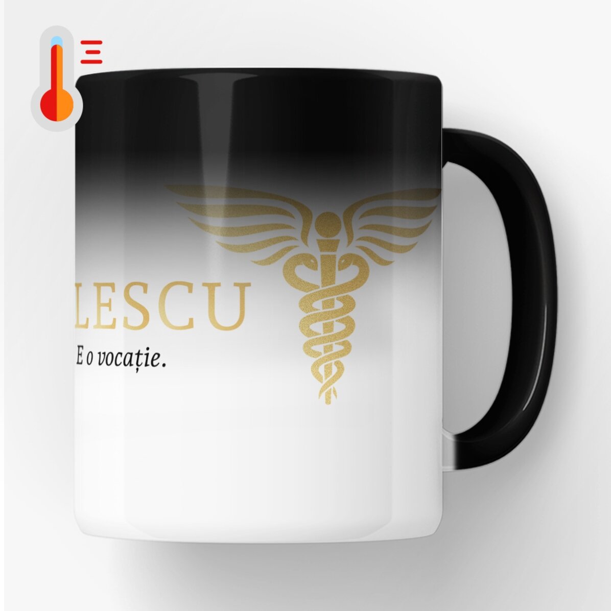 Tazza termosensibile personalizzata con scritta - Golden Doctor