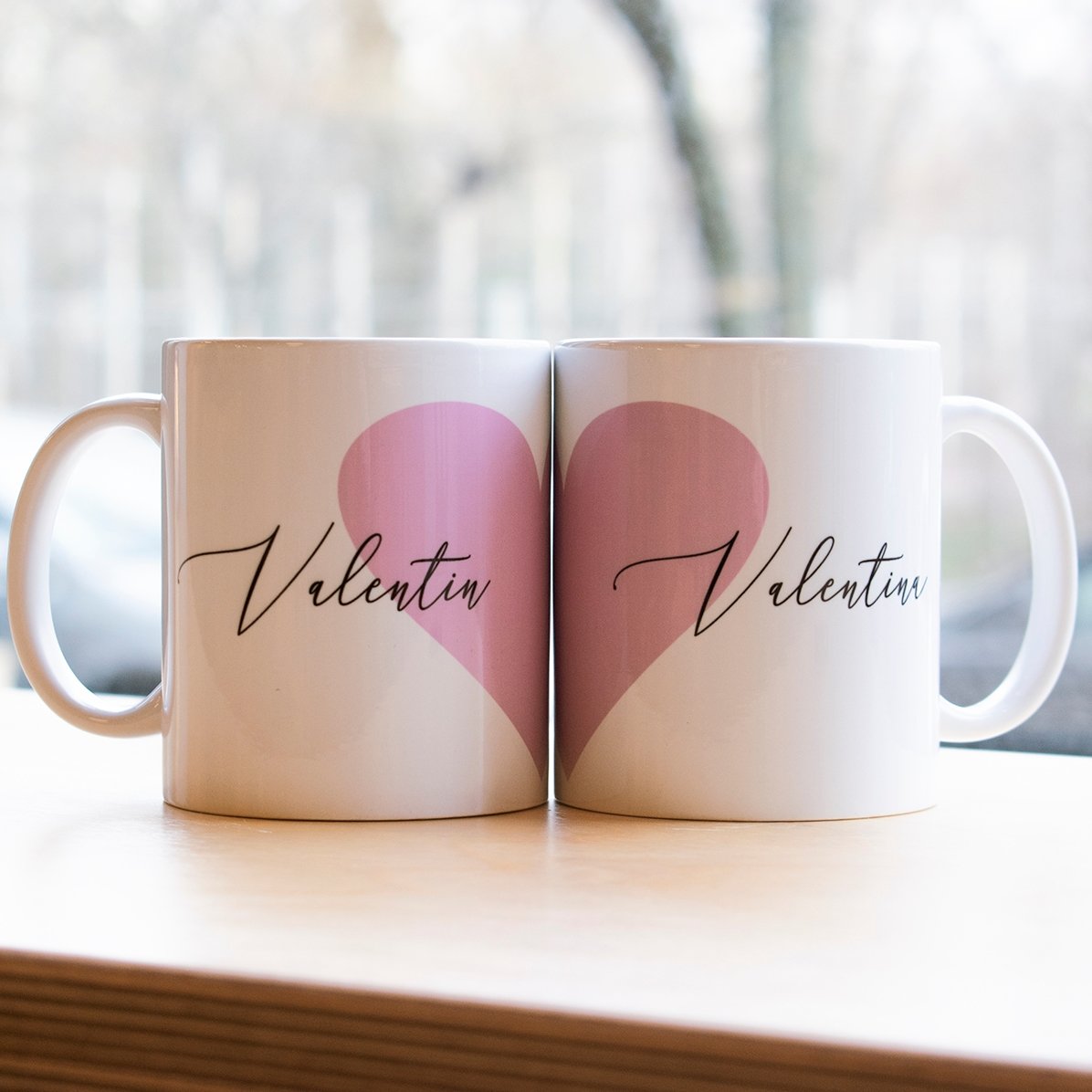 Tazze per coppie con scritta - modello a forma di cuore