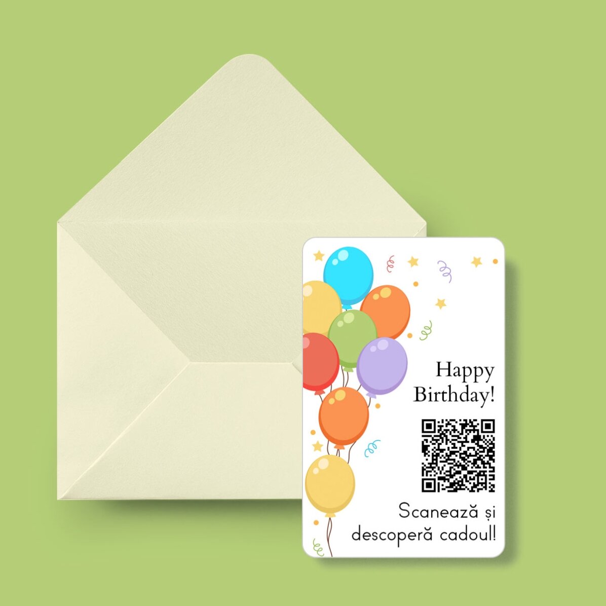 Biglietto in alluminio personalizzato su entrambi i lati con messaggio, codice QR e una foto - Buon 