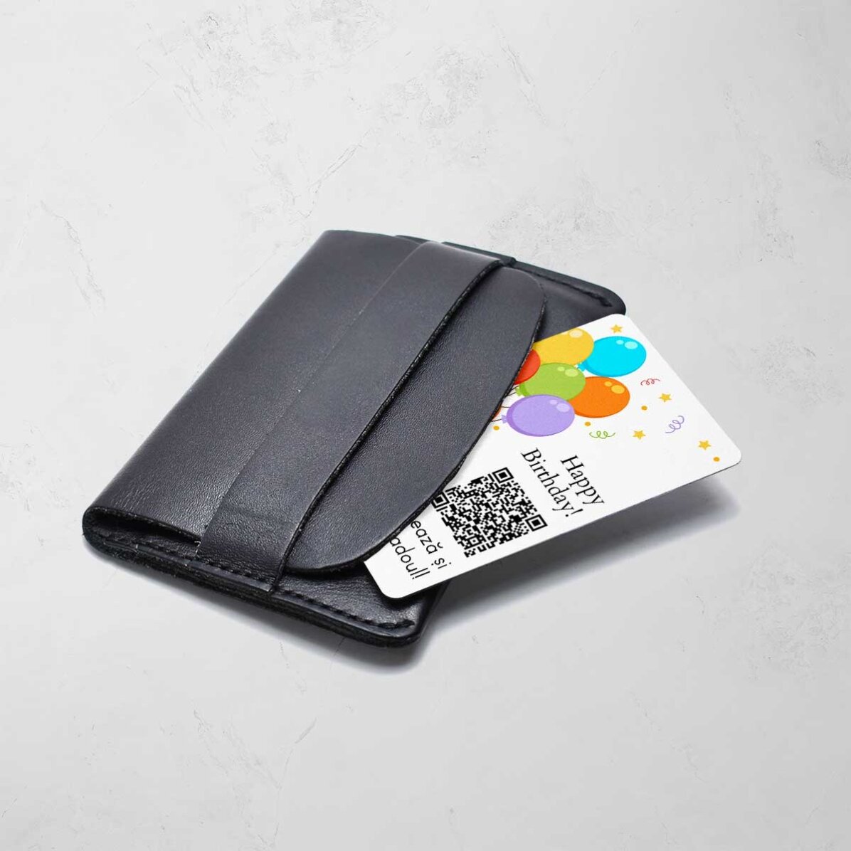 Biglietto in alluminio personalizzato su entrambi i lati con messaggio, codice QR e una foto - Buon 