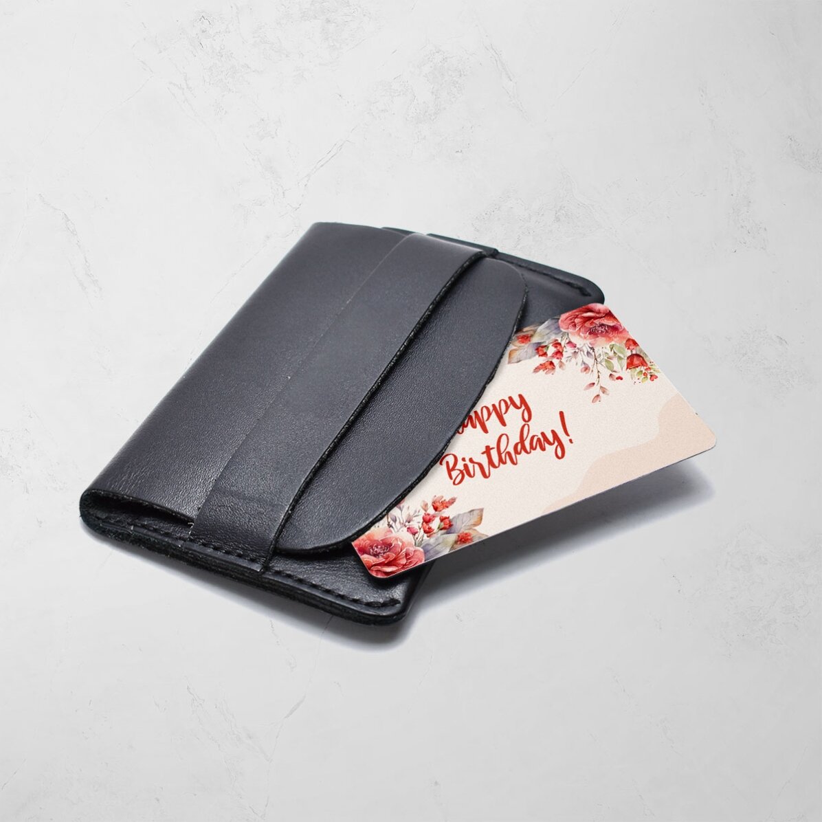Biglietto in alluminio personalizzato fronte-retro con messaggio - Buon compleanno!