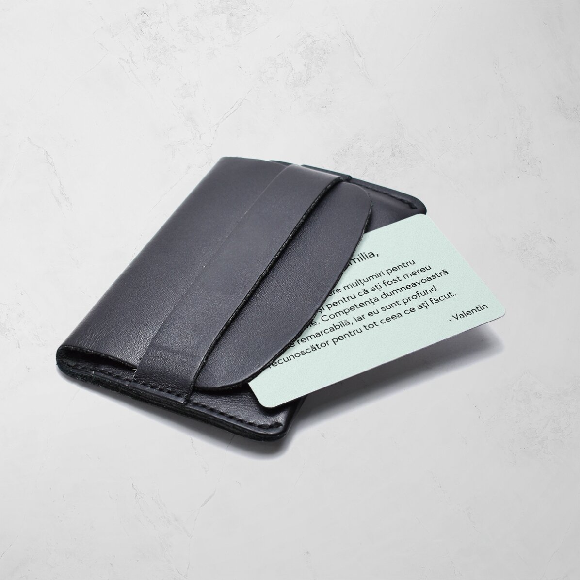 Tessera in alluminio personalizzata fronte-retro con messaggio - Ringraziamento