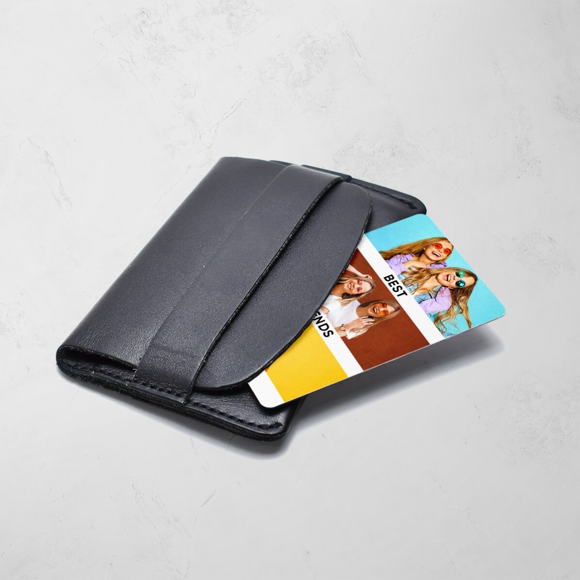 Biglietto in alluminio personalizzato fronte-retro con messaggio e 3 foto - Friends