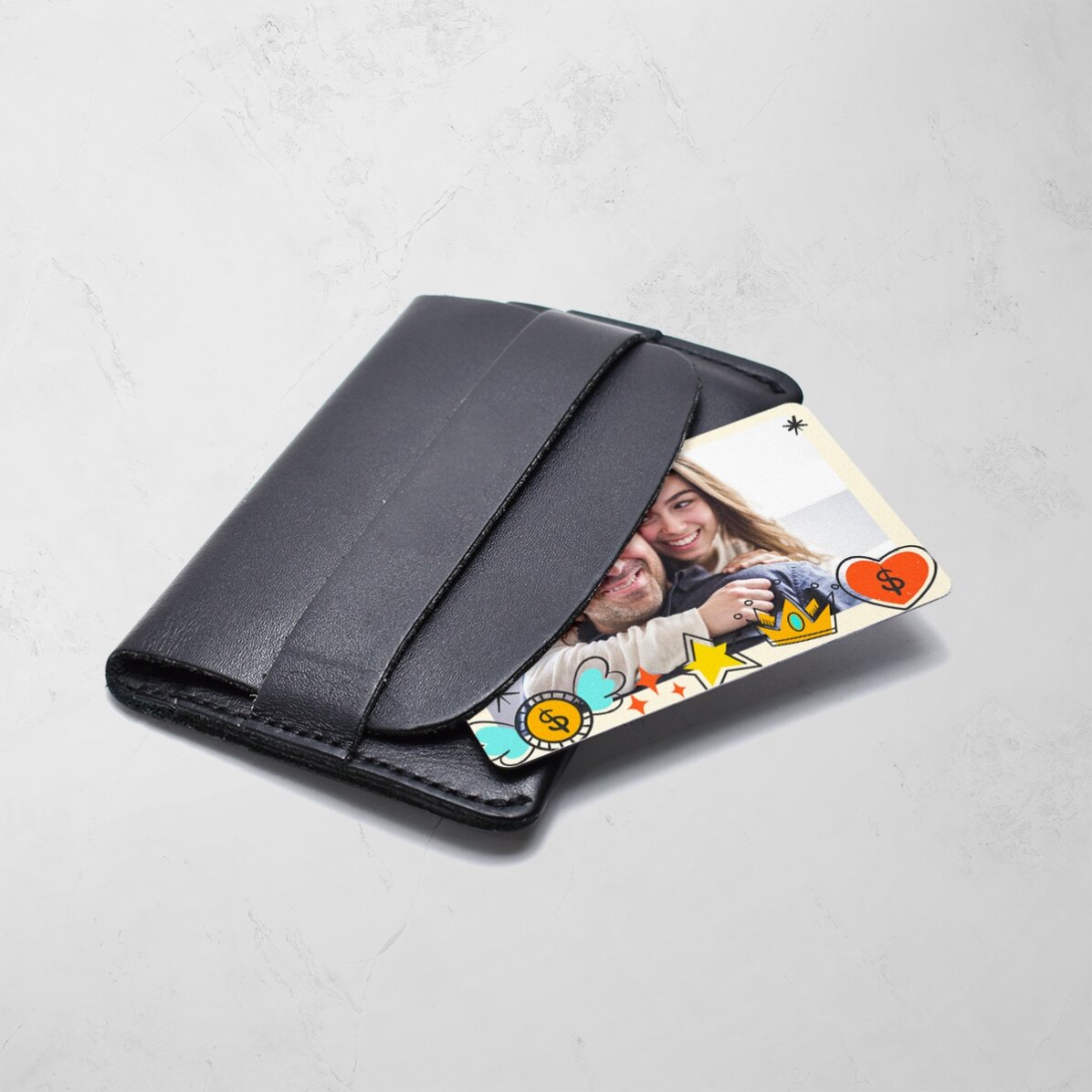 Tessera in alluminio personalizzata fronte-retro con messaggio e foto - Bank