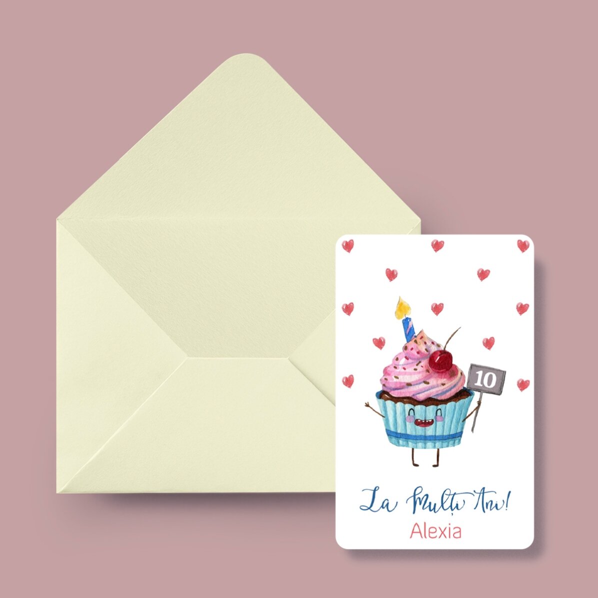 Tessera in alluminio personalizzata su entrambi i lati con messaggio e foto - Cupcake