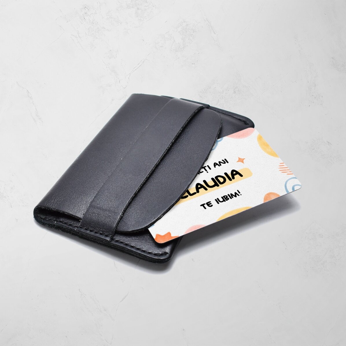 Biglietto in alluminio personalizzato fronte-retro con messaggio e foto - Compleanno