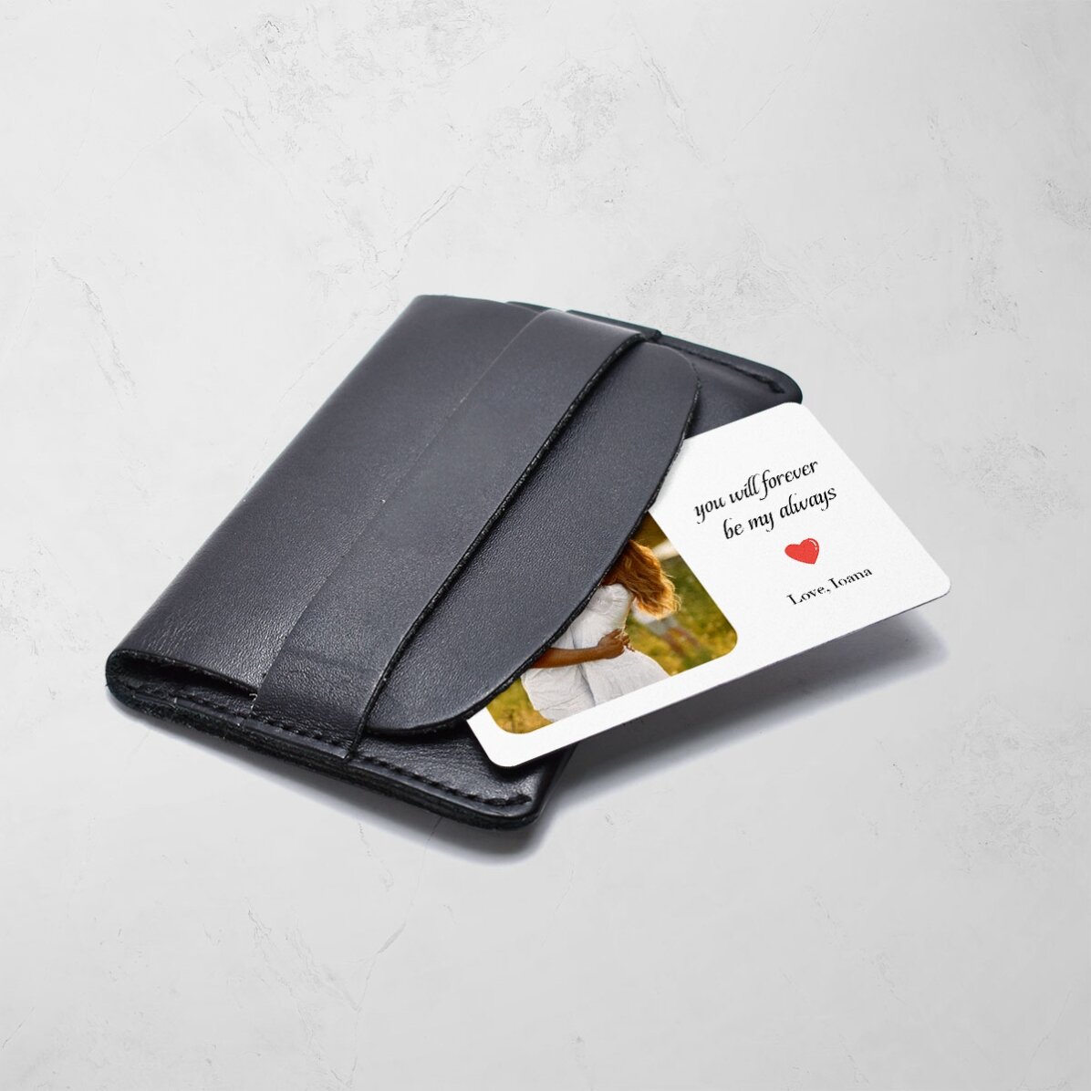 Tessera in alluminio personalizzata su entrambi i lati con foto e testo - Hearts