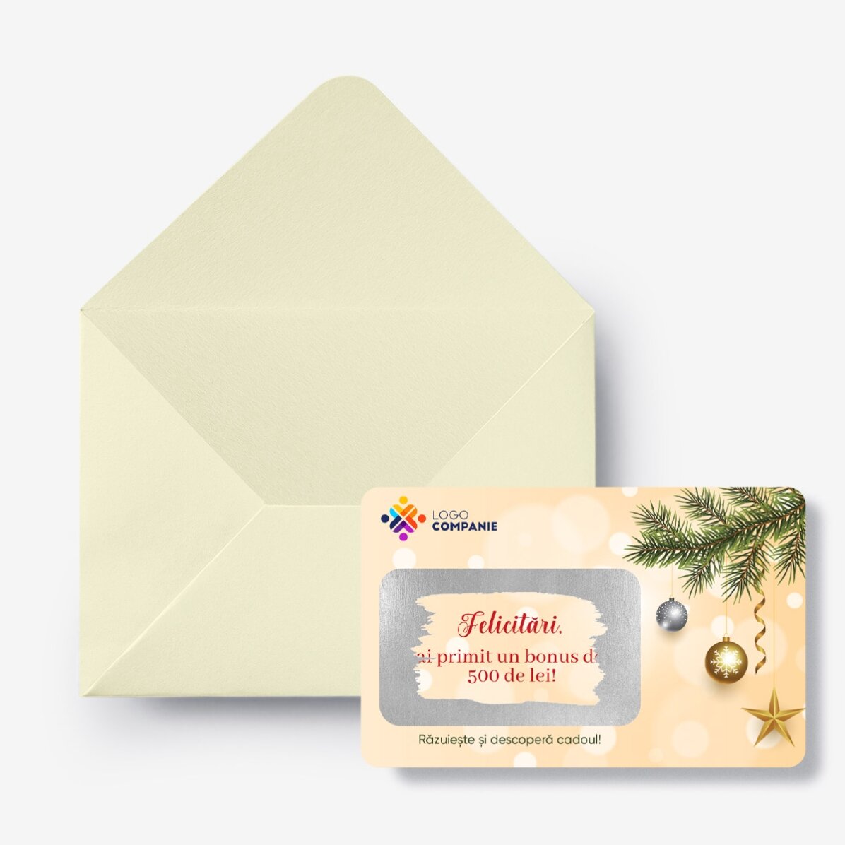 Tessera in alluminio personalizzata su entrambi i lati con messaggio e logo - Merry Christmas