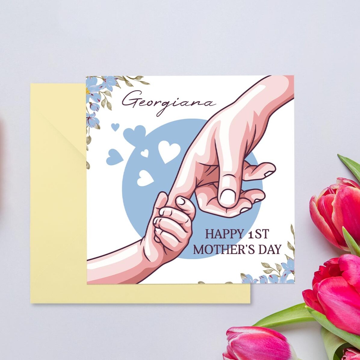 Biglietto quadrato personalizzato con testo - Mamma