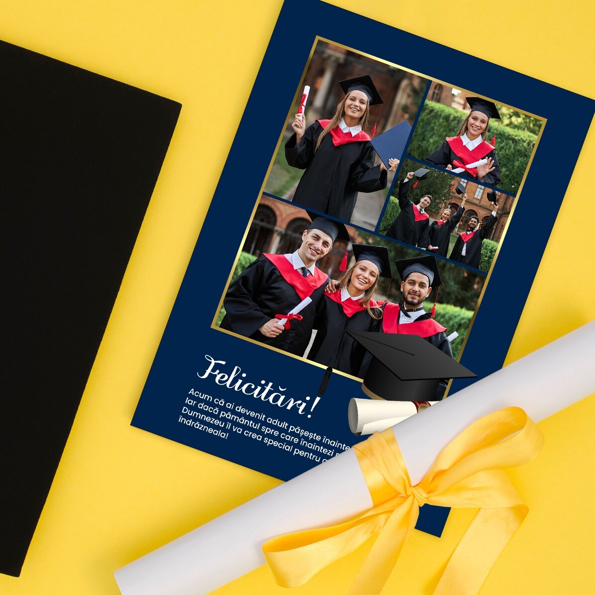 Biglietto personalizzato con 4 foto e testo per la laurea