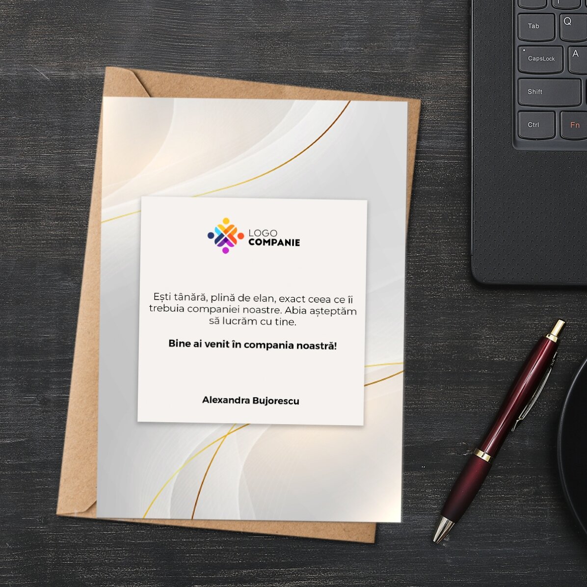 Tessera personalizzata con logo e testo - Welcome