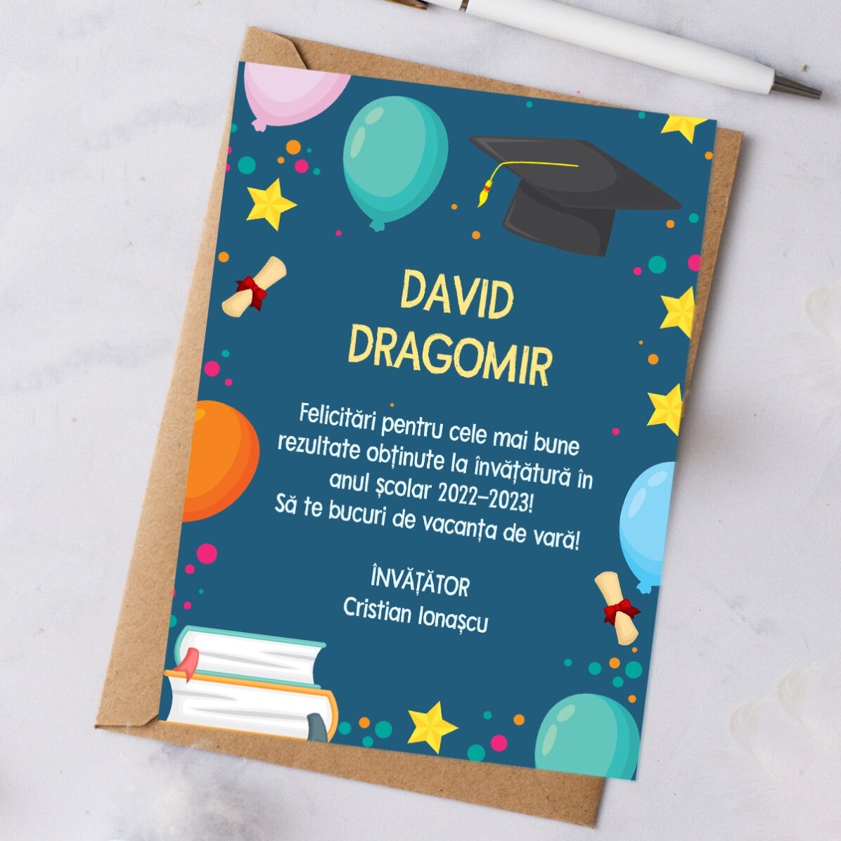 Biglietto personalizzato con messaggio per i bambini - Fine dell