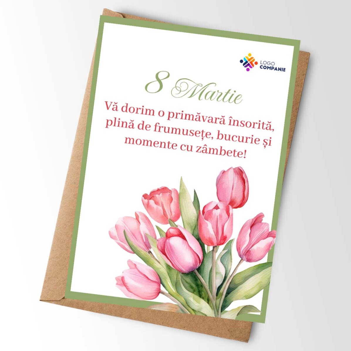 Personalised card with message and logo - Flowers