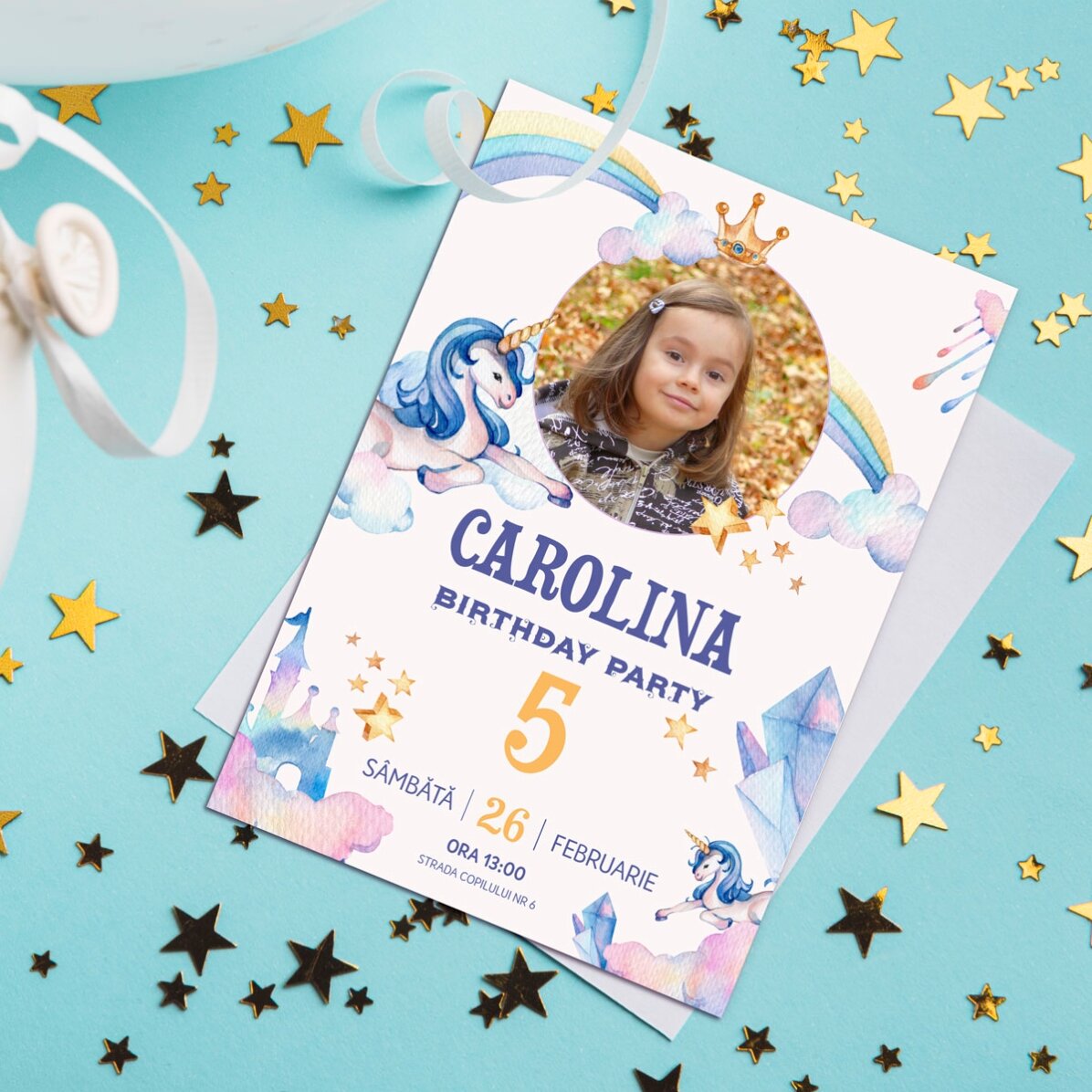 Biglietto personalizzato con foto e testo - Invito di compleanno