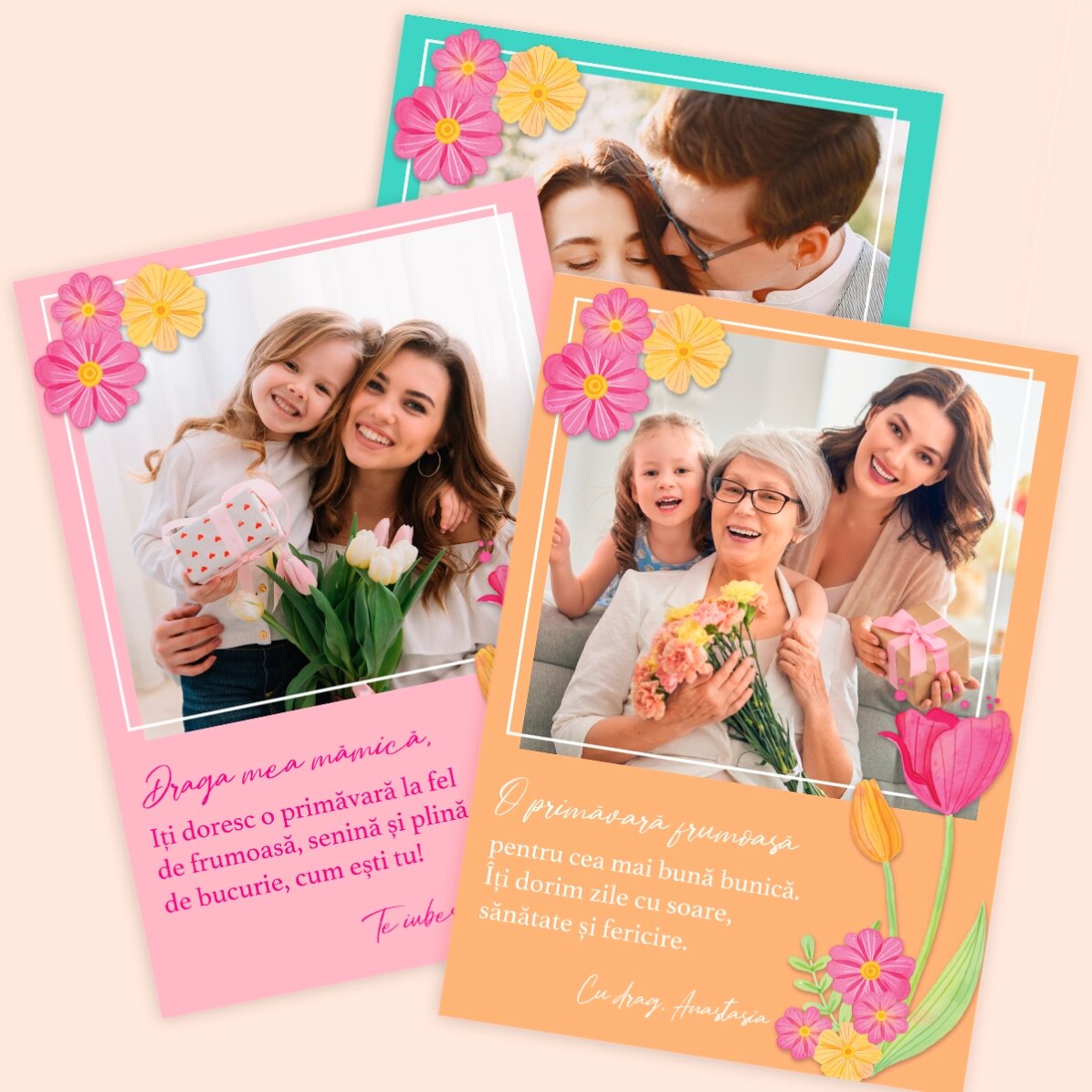Biglietto personalizzato con foto e testo - Primavera