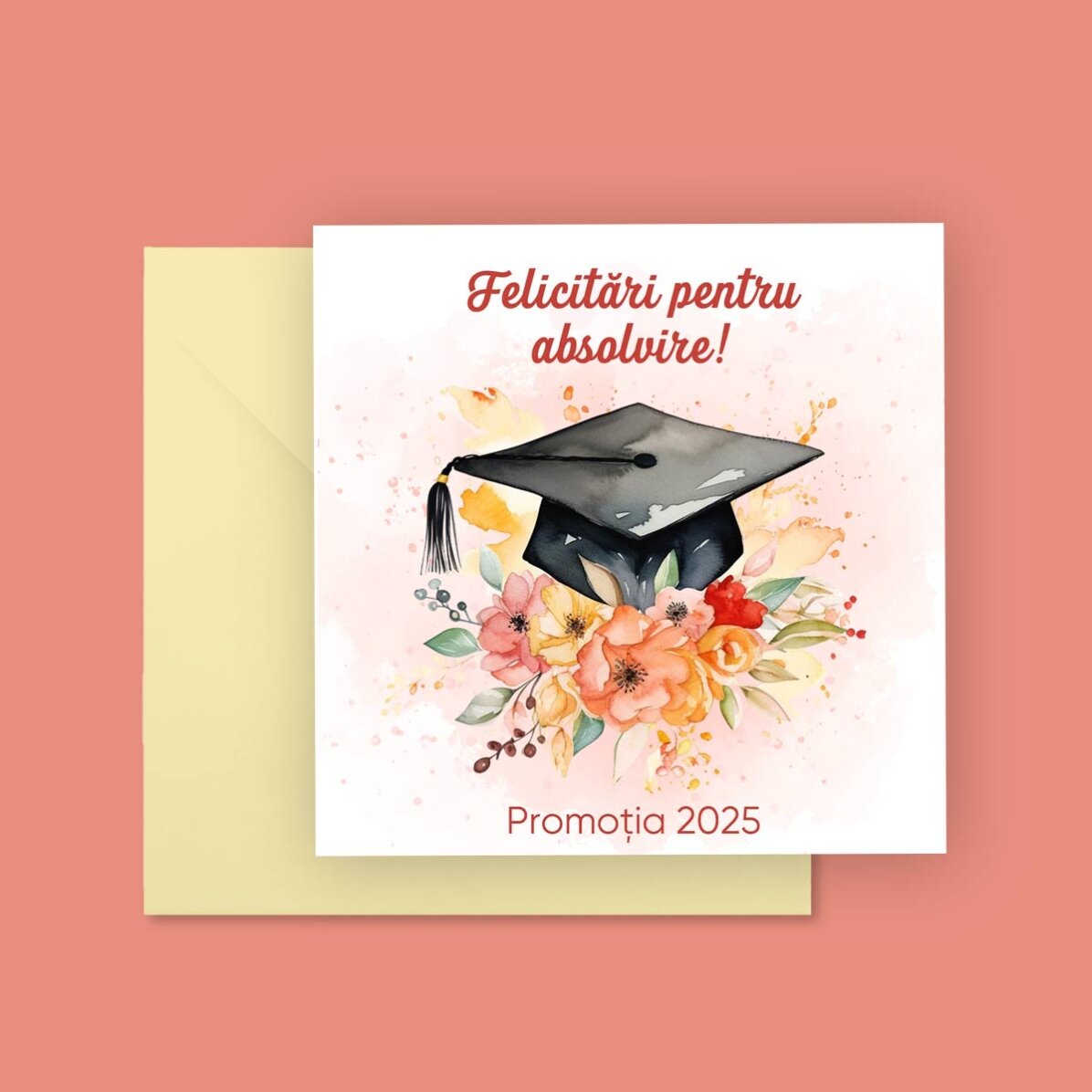Biglietto quadrato personalizzato con testo - Congratulazioni!