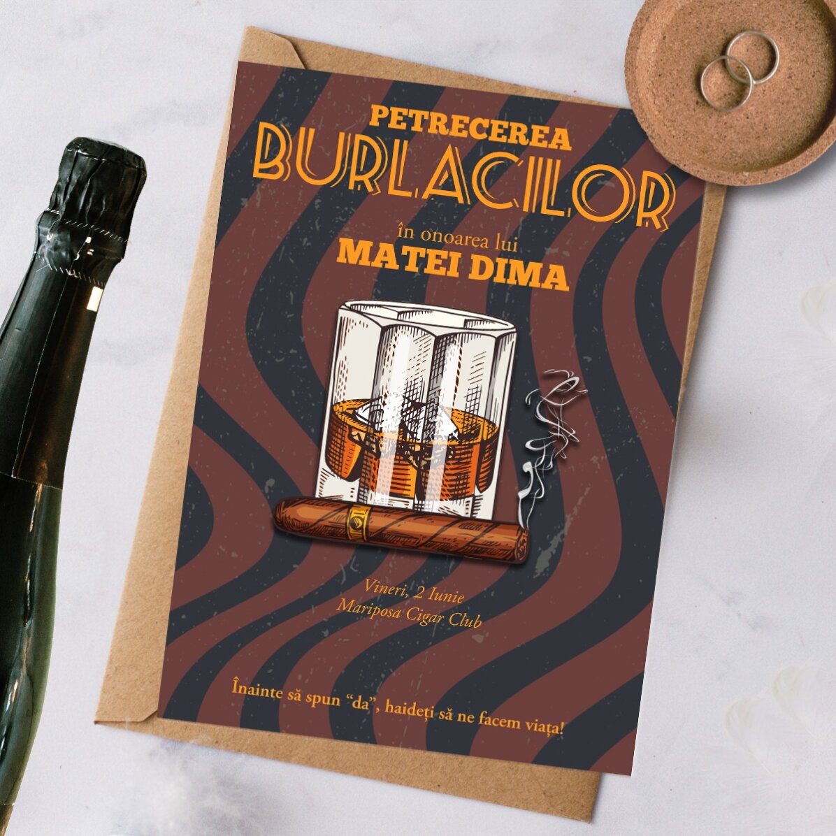Biglietto personalizzato con testo - Addio al celibato