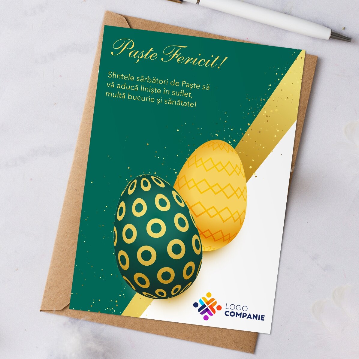 Biglietto personalizzato con testo e logo - Pasqua