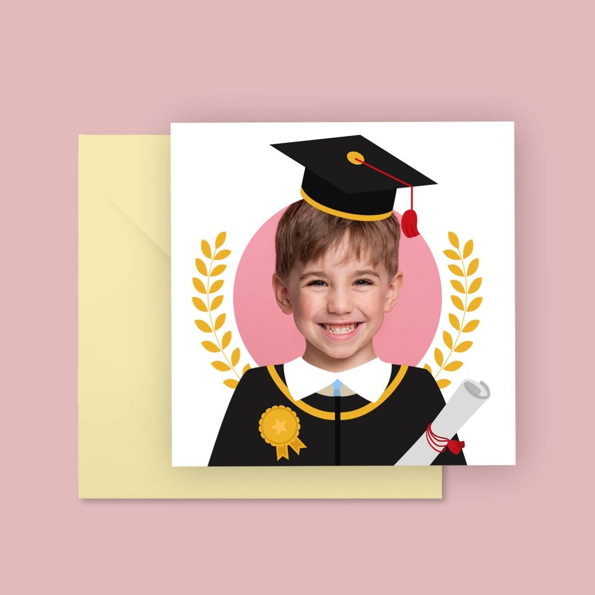 Biglietto quadrato personalizzato con una foto - Laurea
