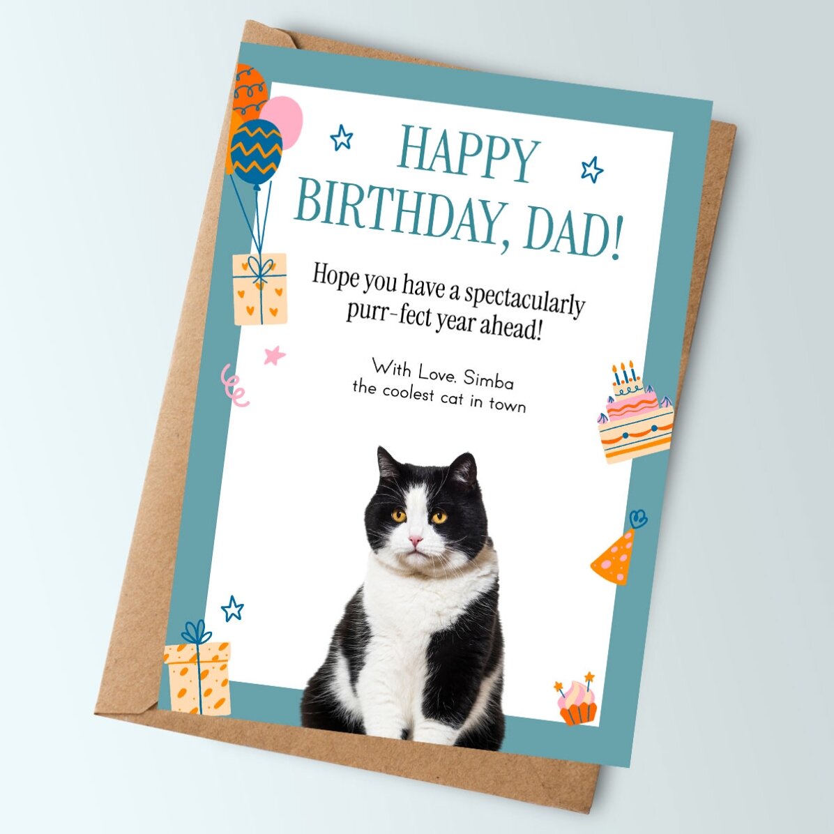 Biglietto personalizzato con un messaggio e la foto del tuo animaletto - Buon compleanno!