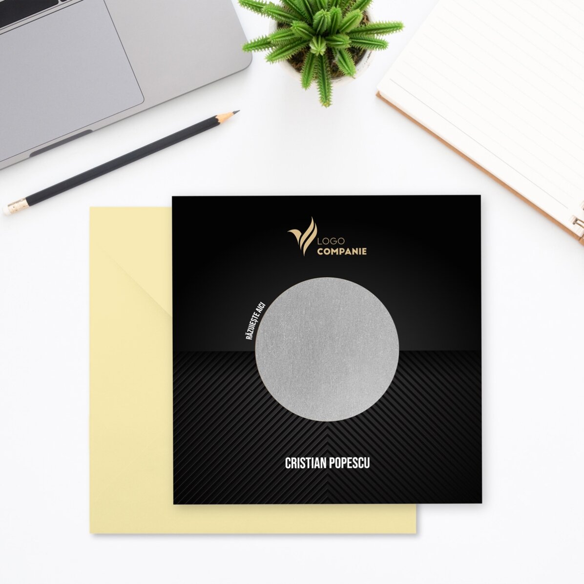 Carta gratta e vinci personalizzata con logo e testo - Welcome